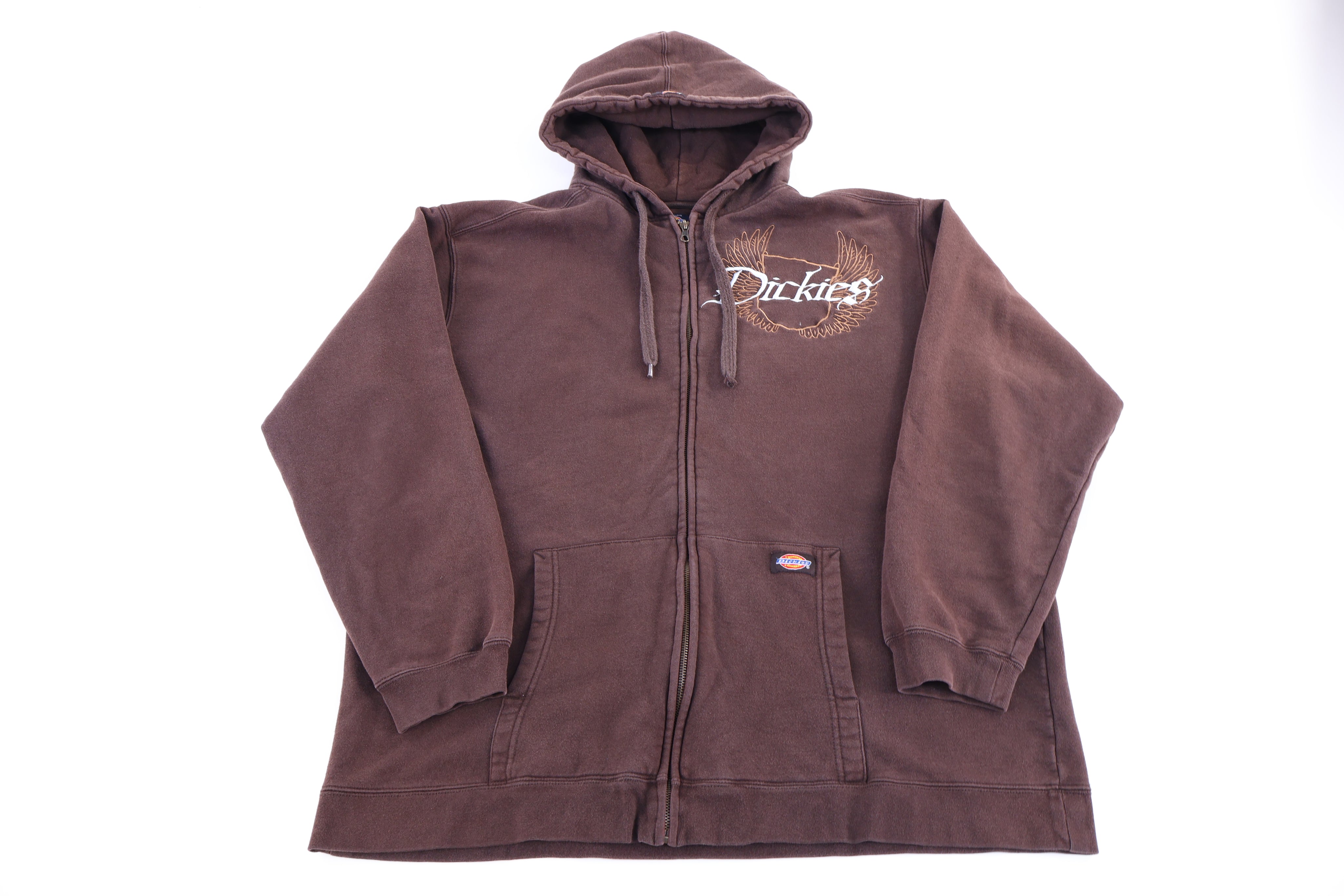 Dickies Logo Patch Brown Full Zip Hoodie - Jacket - Thrifted Threads