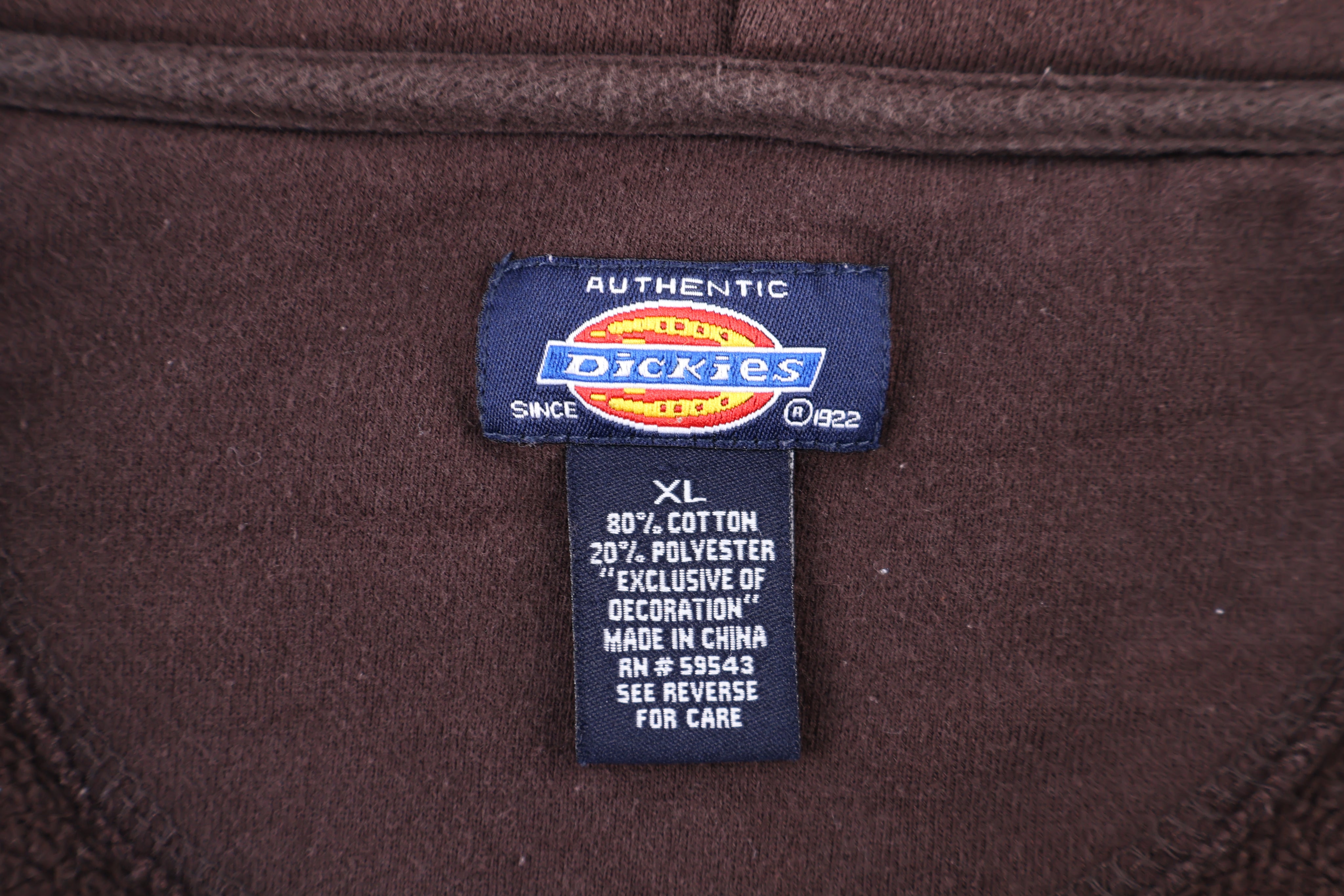 Dickies Logo Patch Brown Full Zip Hoodie - Jacket - Thrifted Threads