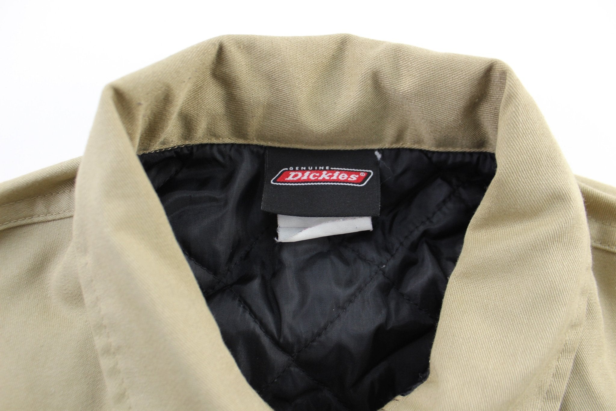 Dickie's Logo Patch Brown & Tan Zip Up Jacket - ThriftedThreads.com