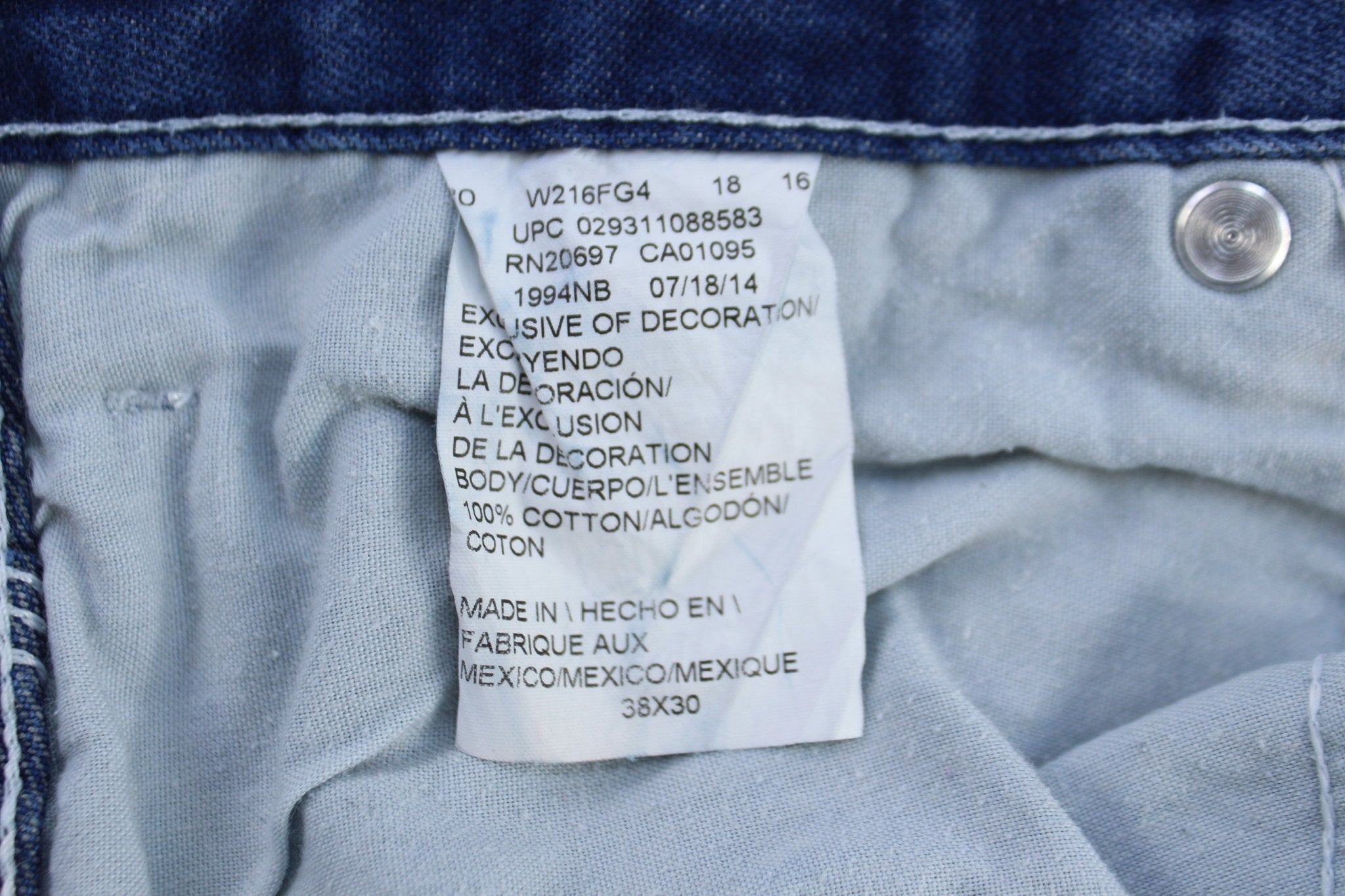 Dickie's Logo Patch Dark Wash Denim Carpenter Jeans - ThriftedThreads.com
