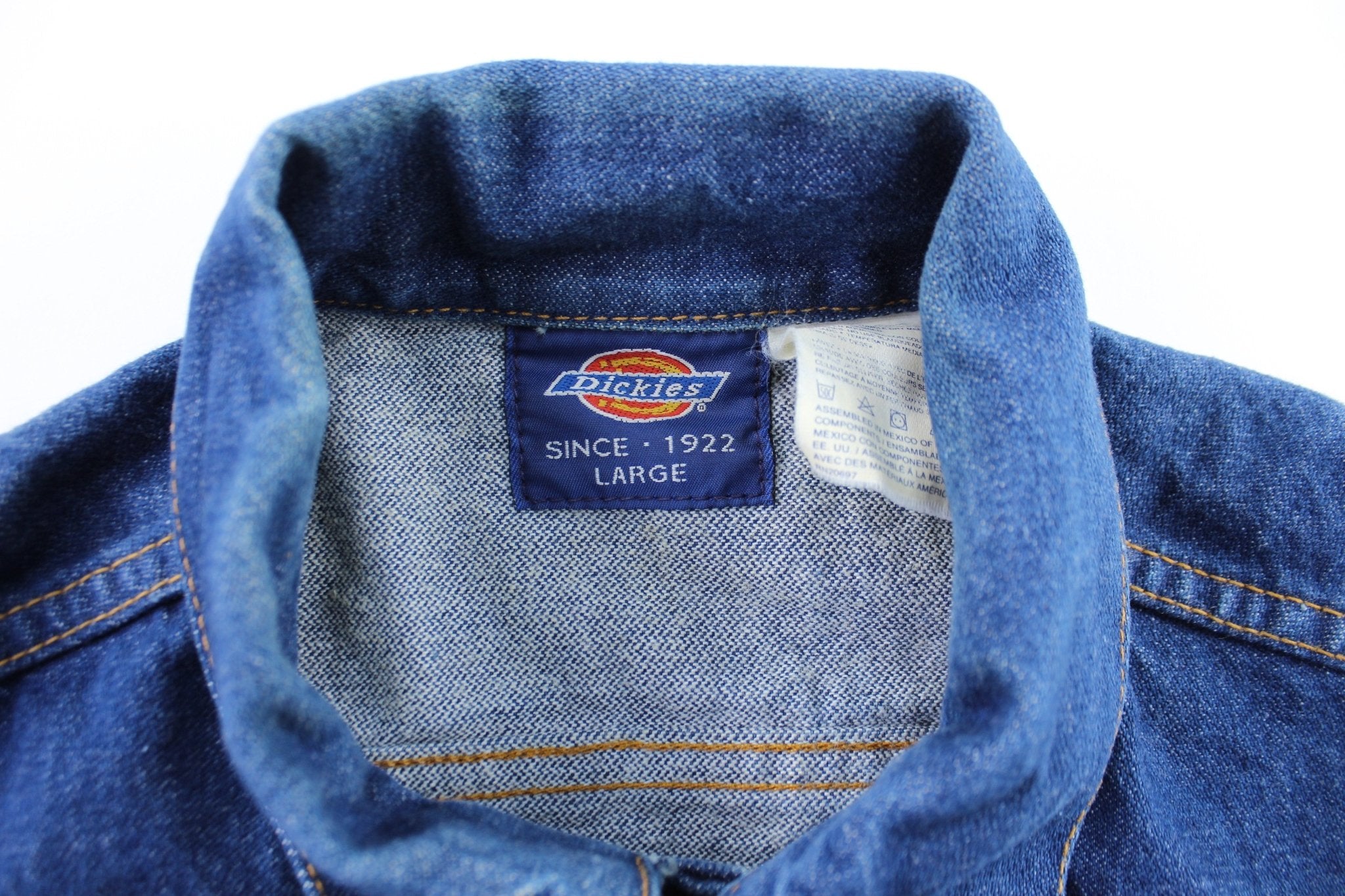 Dickie's Logo Patch Dark Wash Denim Jacket - ThriftedThreads.com