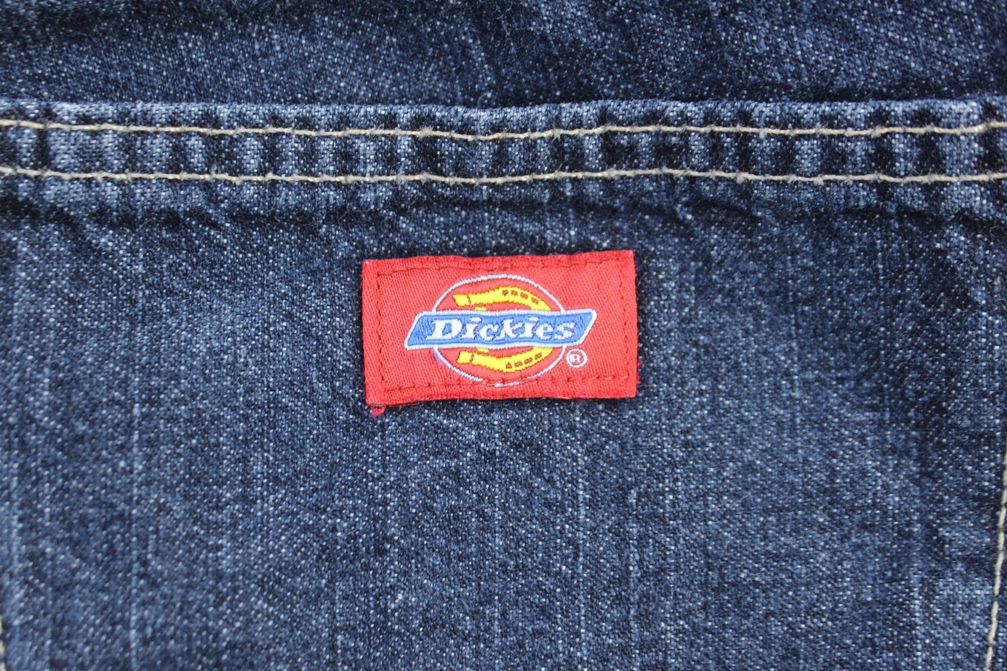 Dickie's Logo Patch Dark Wash Denim Jeans - ThriftedThreads.com