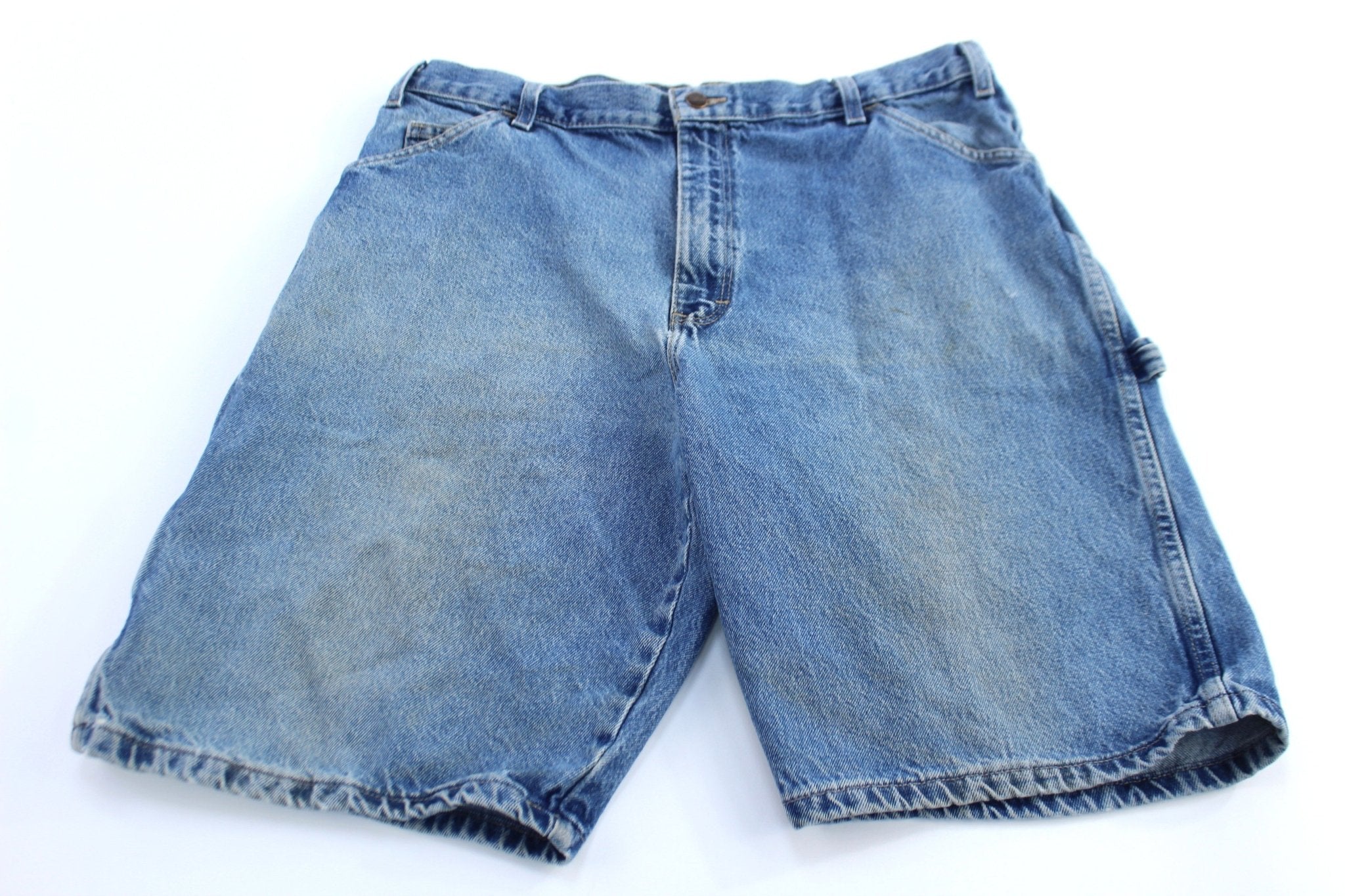 Dickie's Logo Patch Denim Carpenter Shorts - ThriftedThreads.com