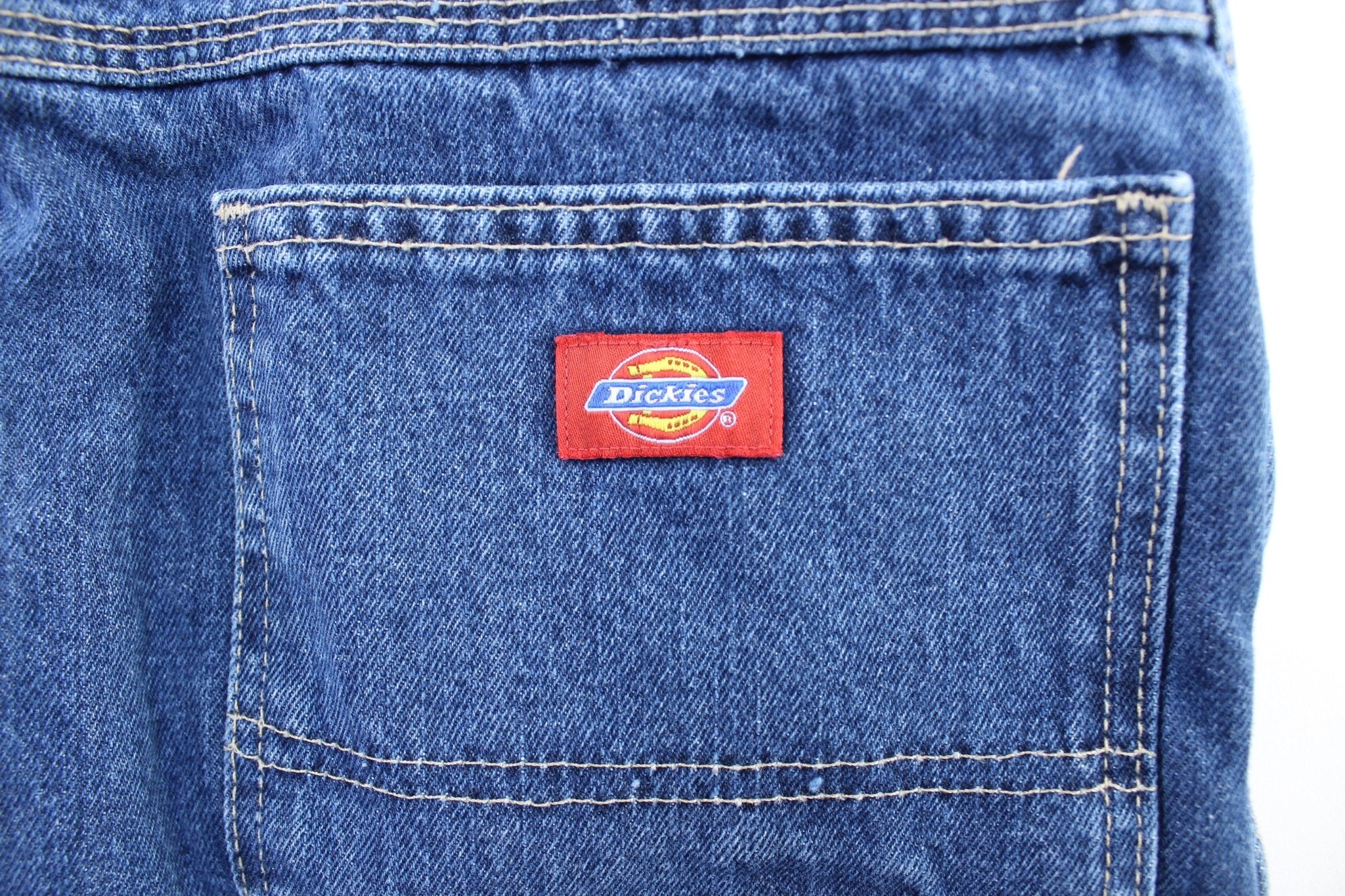 Dickie's Logo Patch Denim Carpenter Shorts - ThriftedThreads.com