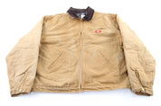 Dickie's Logo Patch Khaki Zip Up Jacket - ThriftedThreads.com