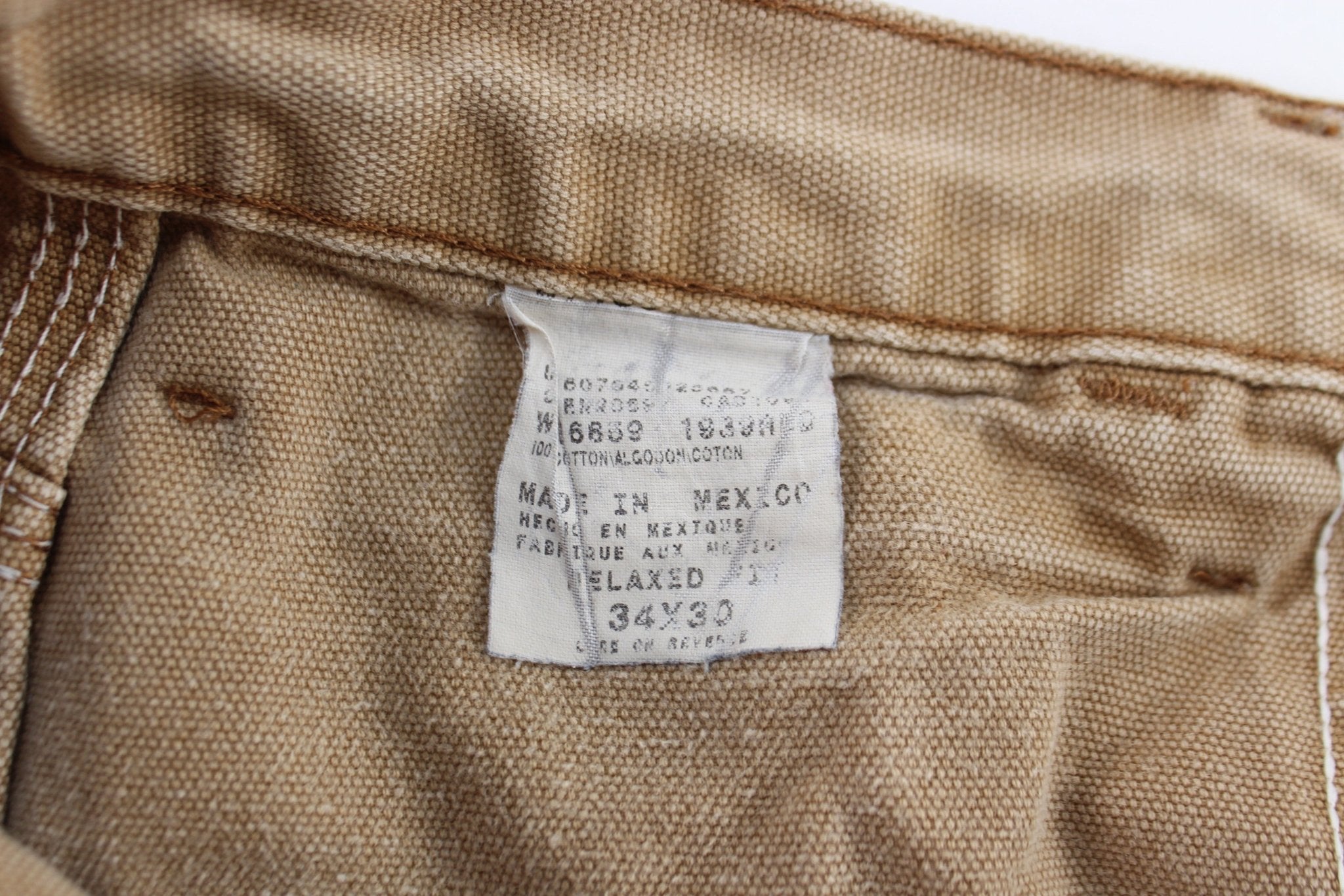 Dickie's Logo Patch Light Tan Carpenter Pants - ThriftedThreads.com