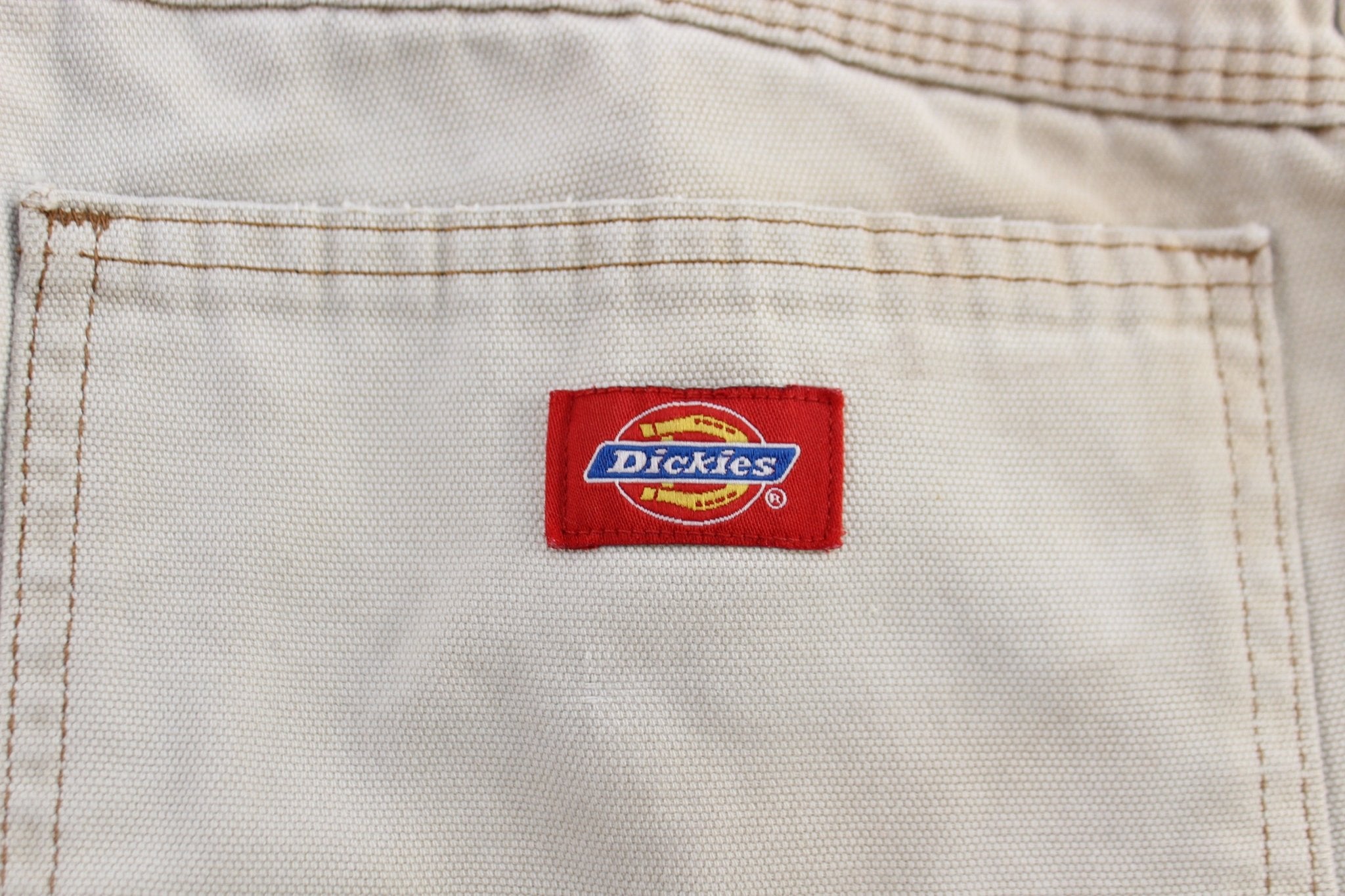 Dickie's Logo Patch Light Tan Carpenter Pants - ThriftedThreads.com