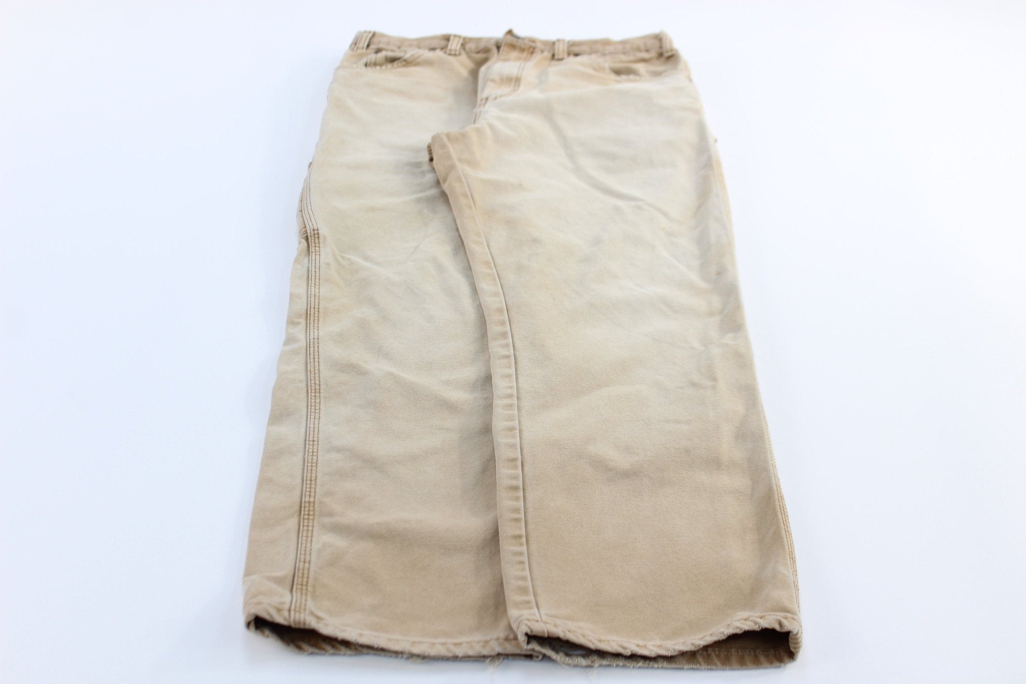 Dickie's Logo Patch Light Tan Carpenter Pants - ThriftedThreads.com