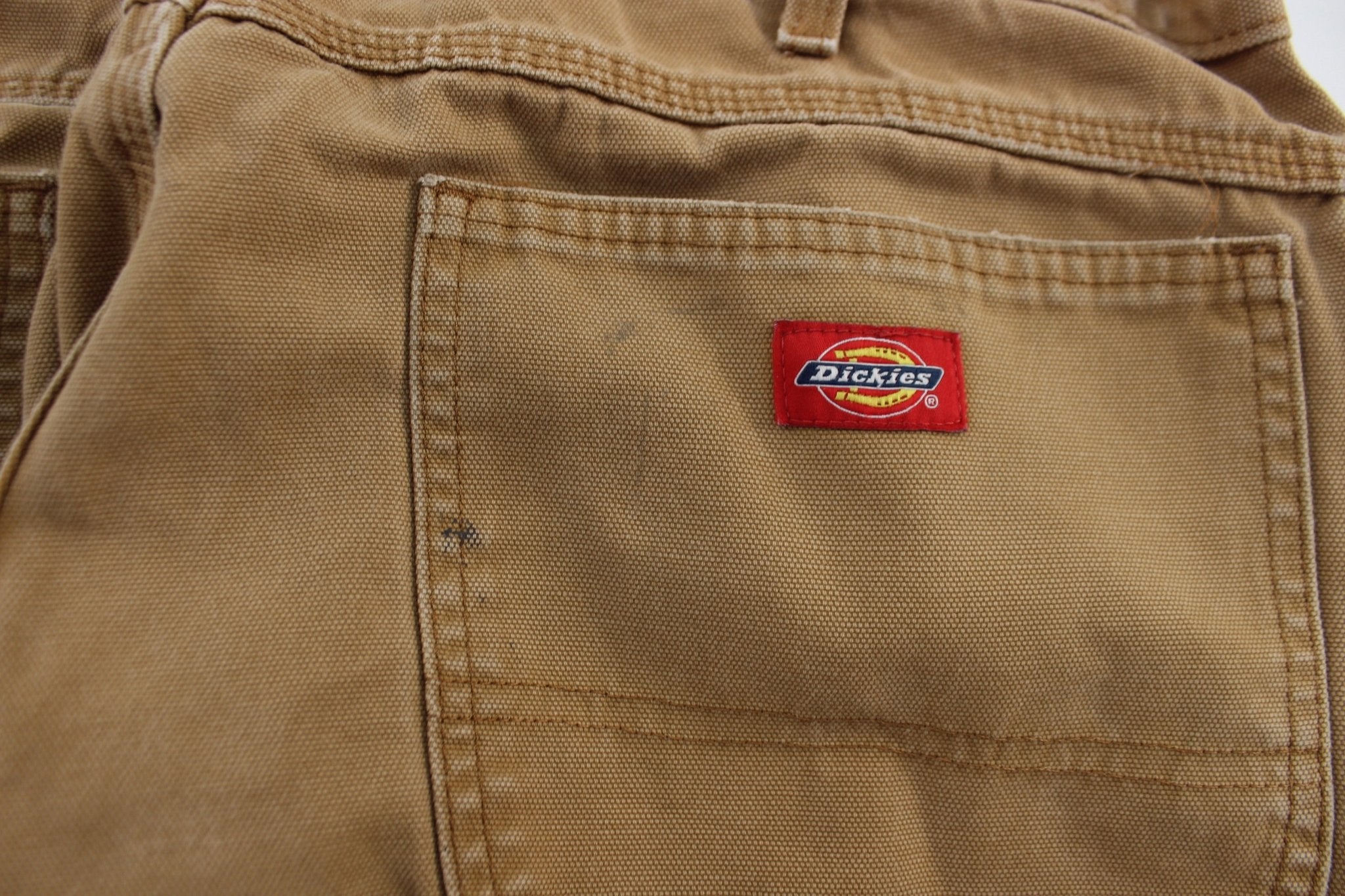 Dickie's Logo Patch Tan Carpenter Pants - ThriftedThreads.com