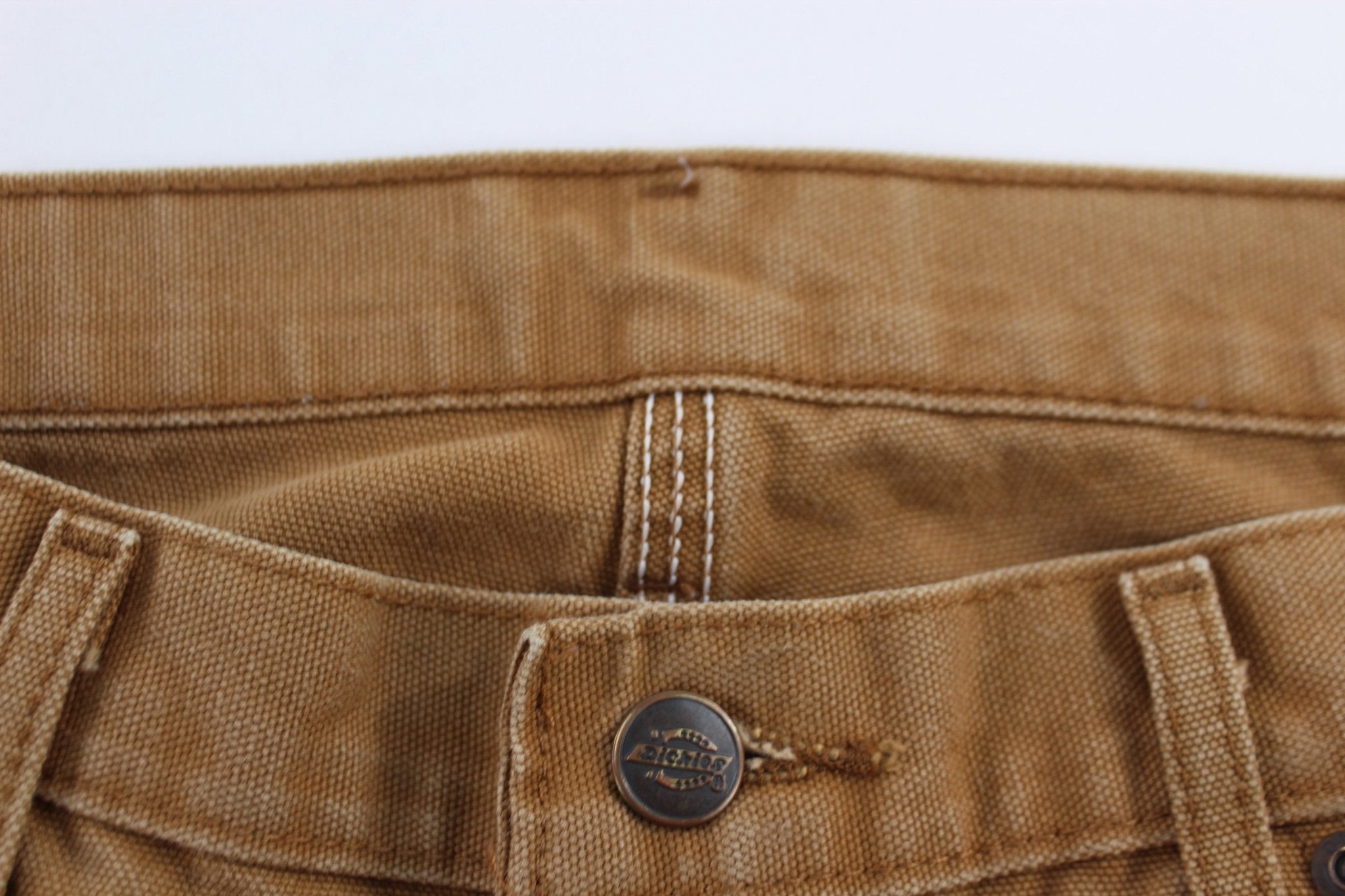 Dickies Logo Patch Tan Carpenter Pants - ThriftedThreads.com