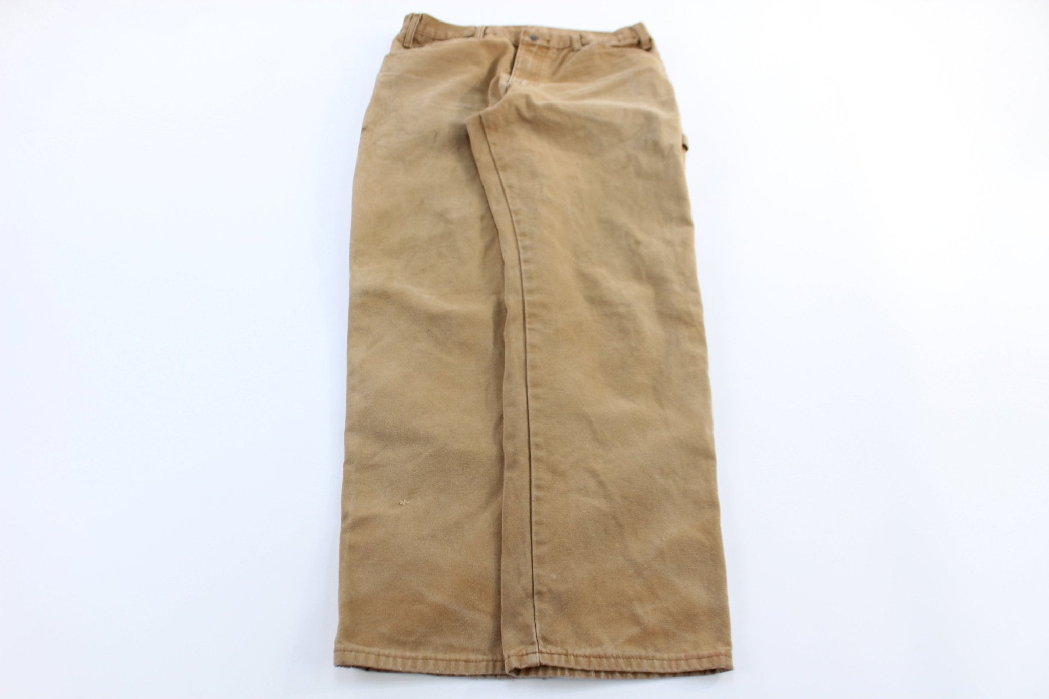 Dickies Logo Patch Tan Carpenter Pants - ThriftedThreads.com
