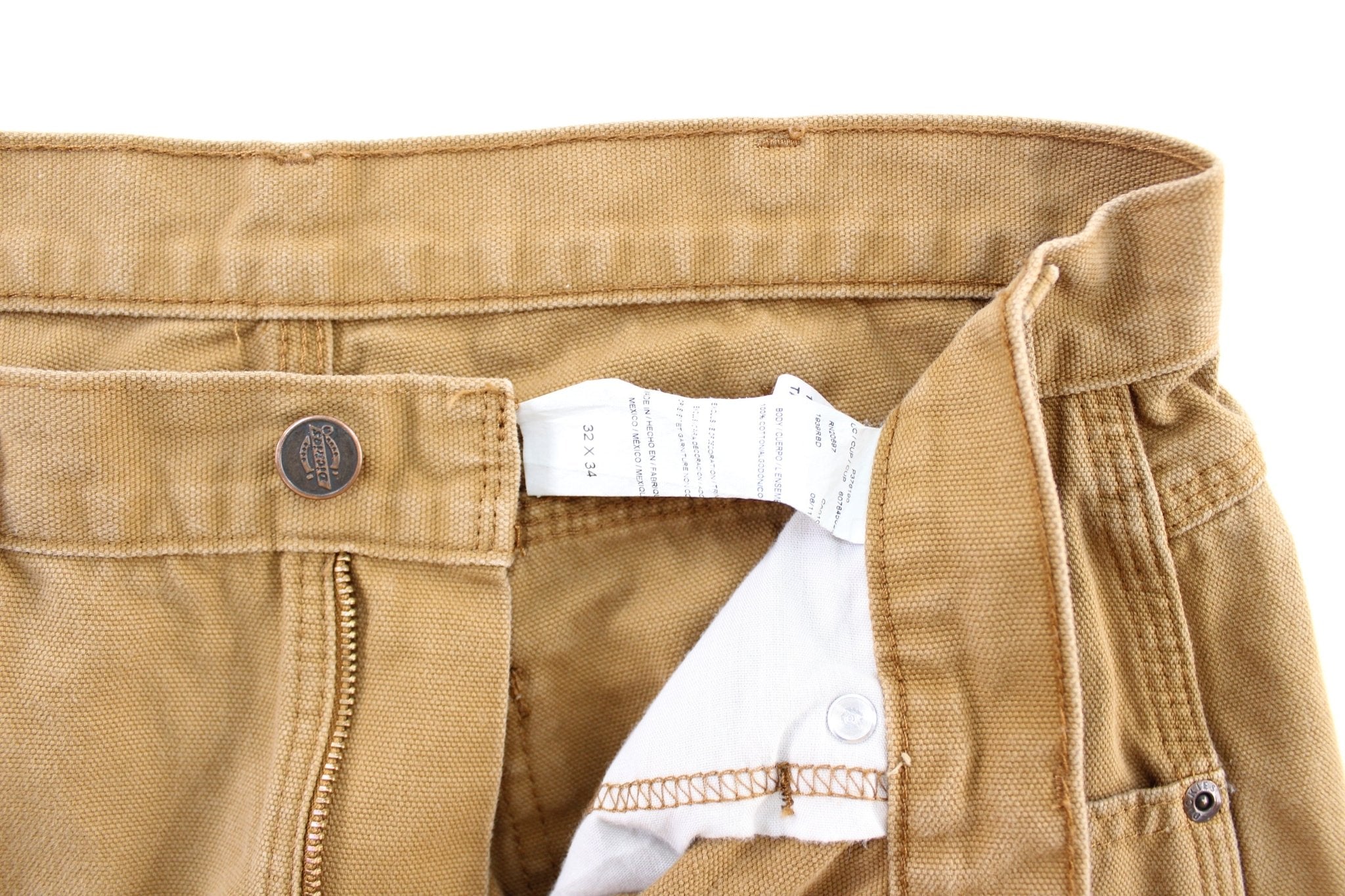 Dickie's Logo Patch Tan Workwear Pants - ThriftedThreads.com