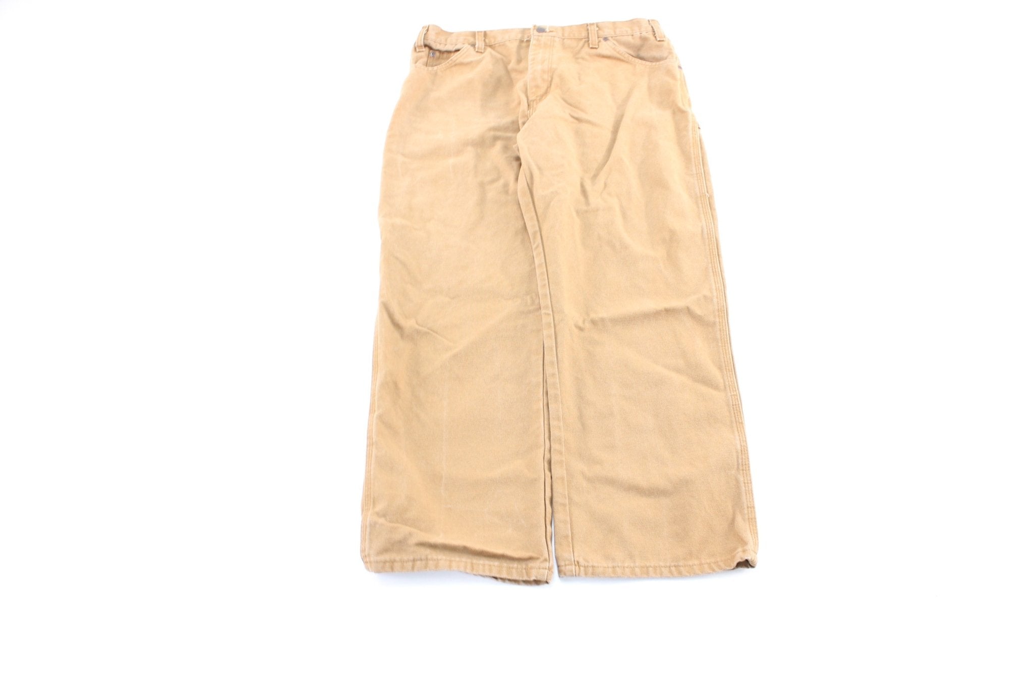 Dickie's Logo Patch Tan Workwear Pants - ThriftedThreads.com