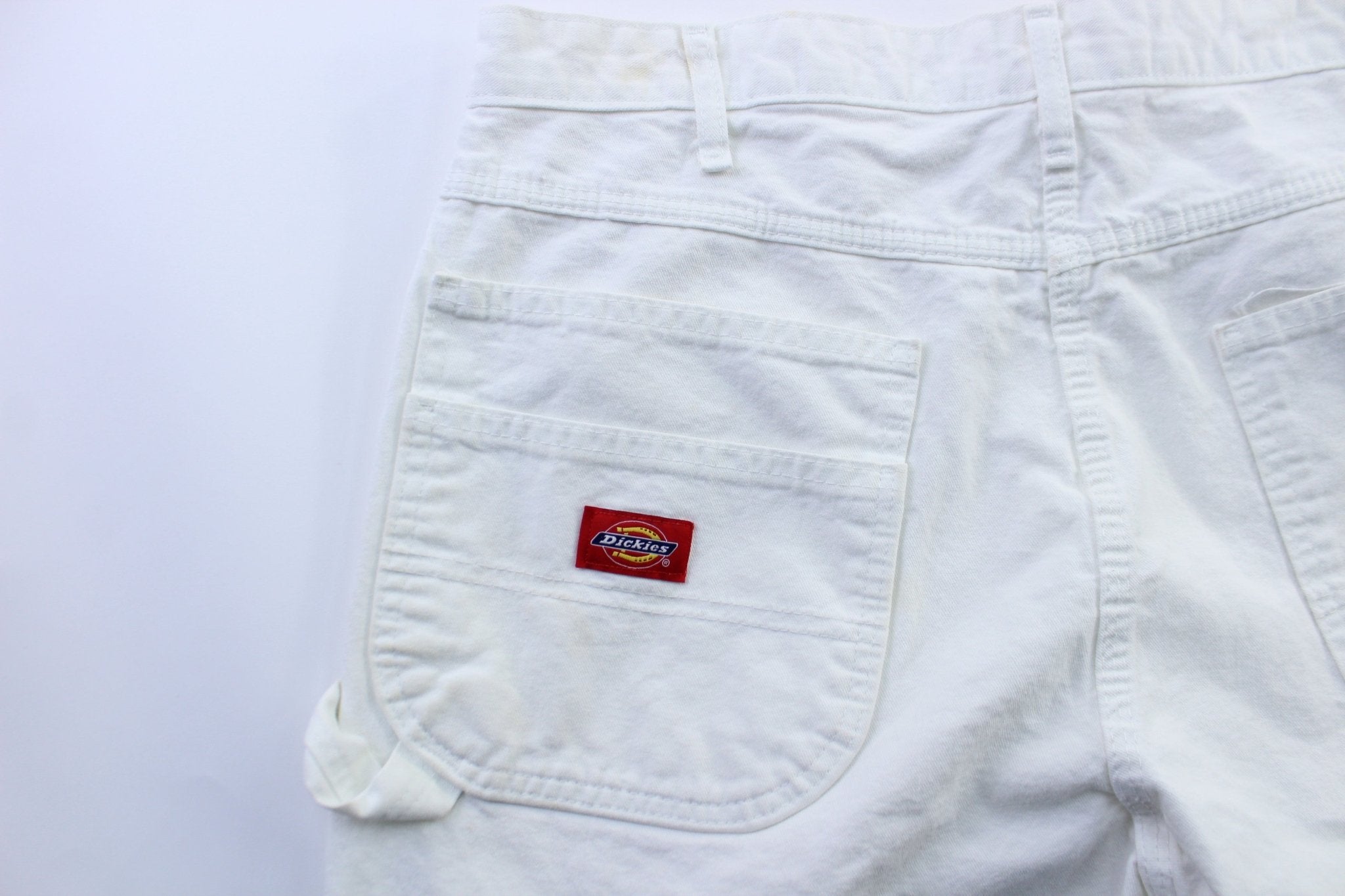 Dickie's Logo Patch White Carpenter Pants - ThriftedThreads.com