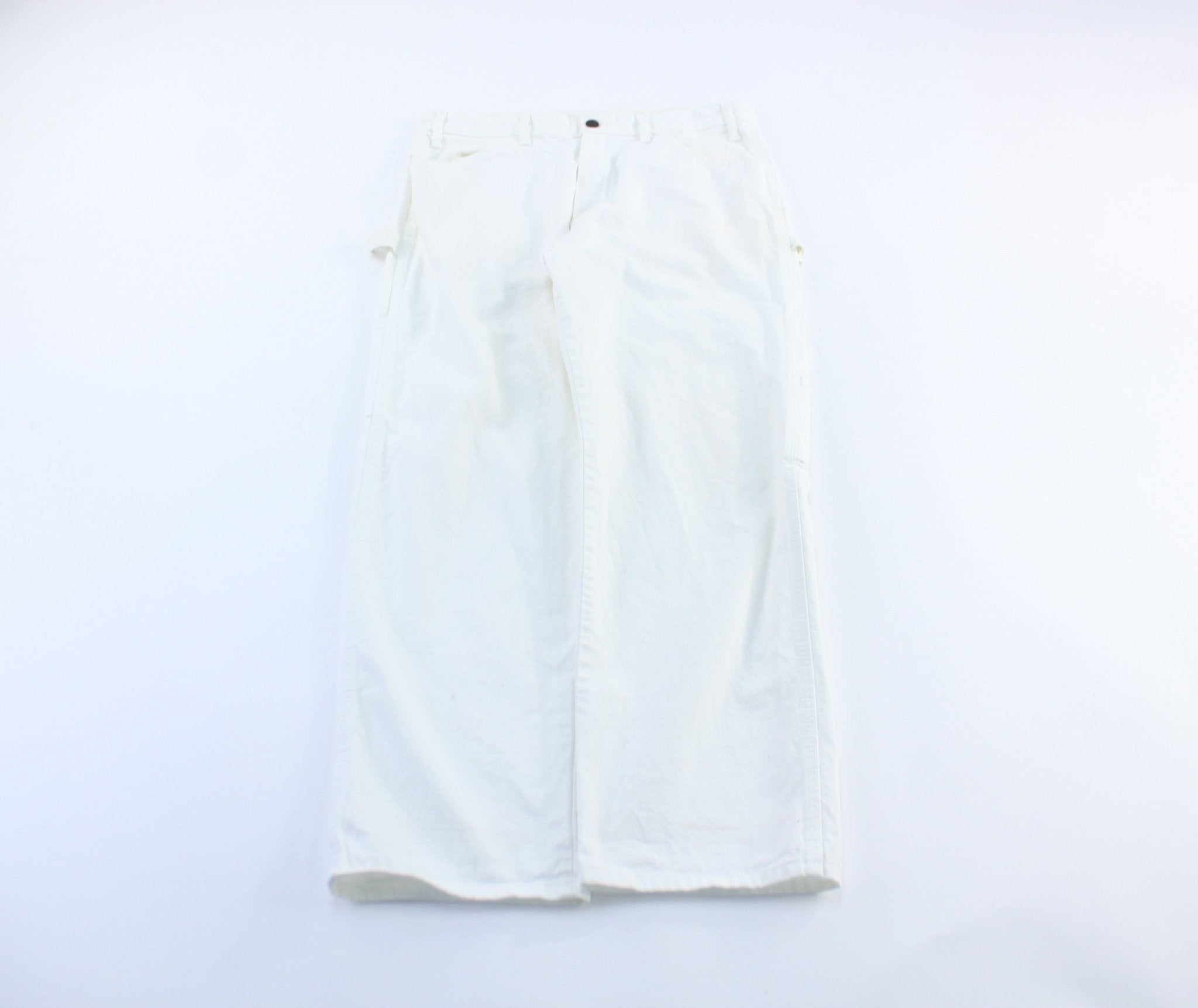 Dickie's Logo Patch White Carpenter Pants - ThriftedThreads.com