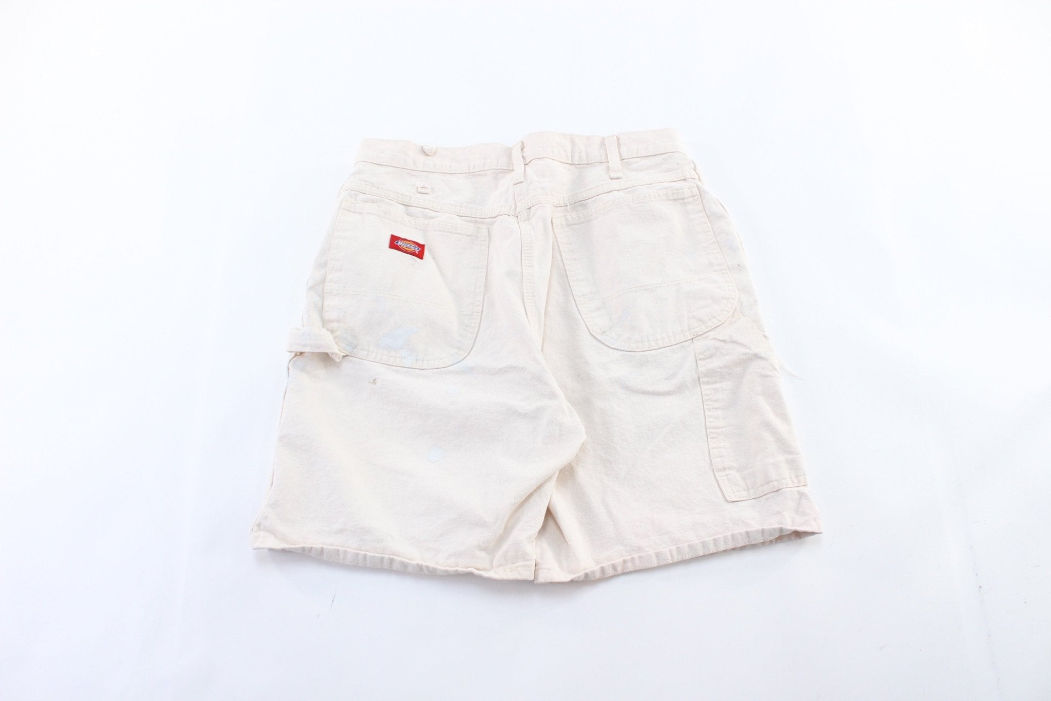 Dickie's Logo Patch White Carpenter Shorts - ThriftedThreads.com
