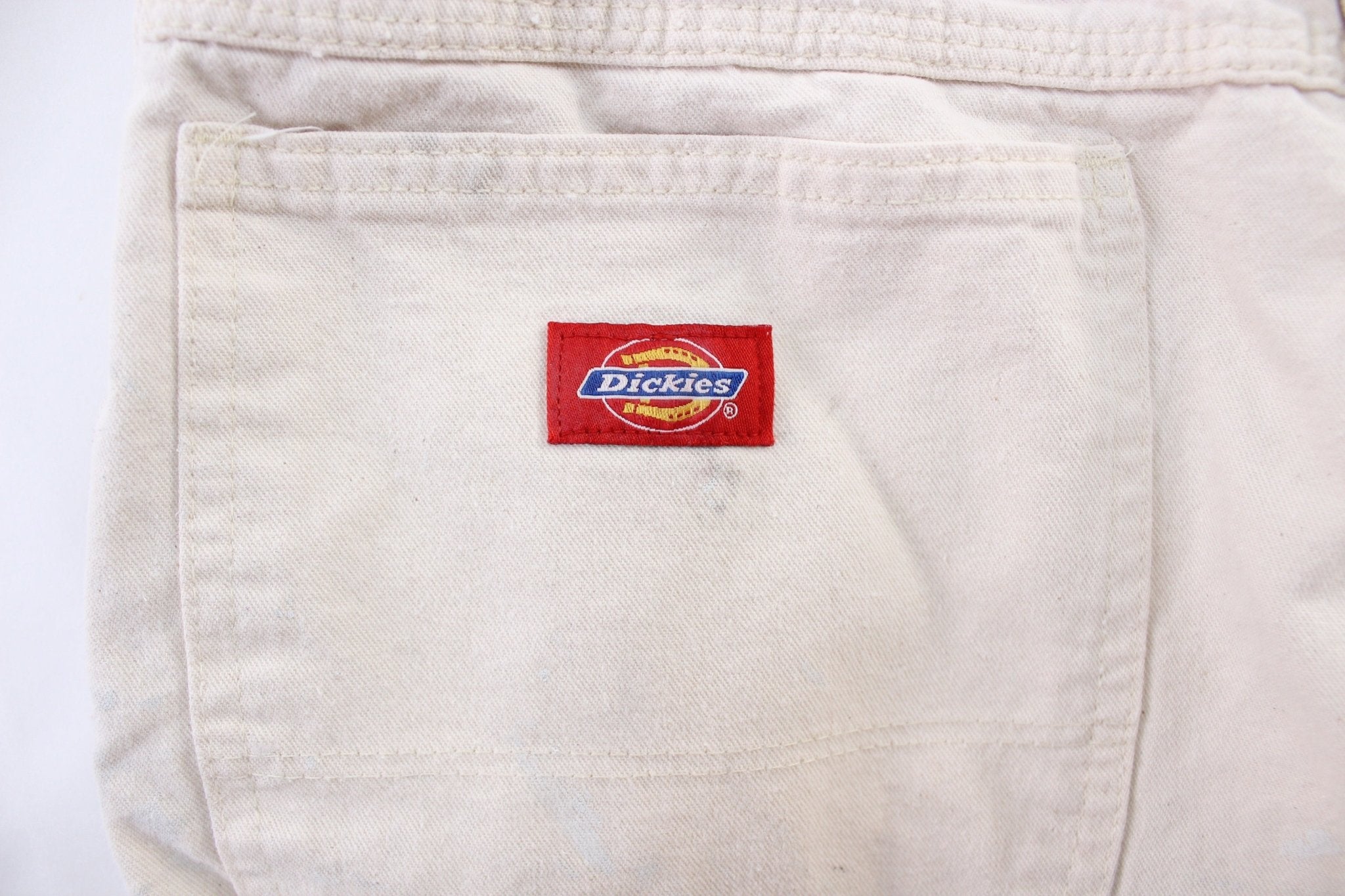 Dickie's Logo Patch White Carpenter Shorts - ThriftedThreads.com