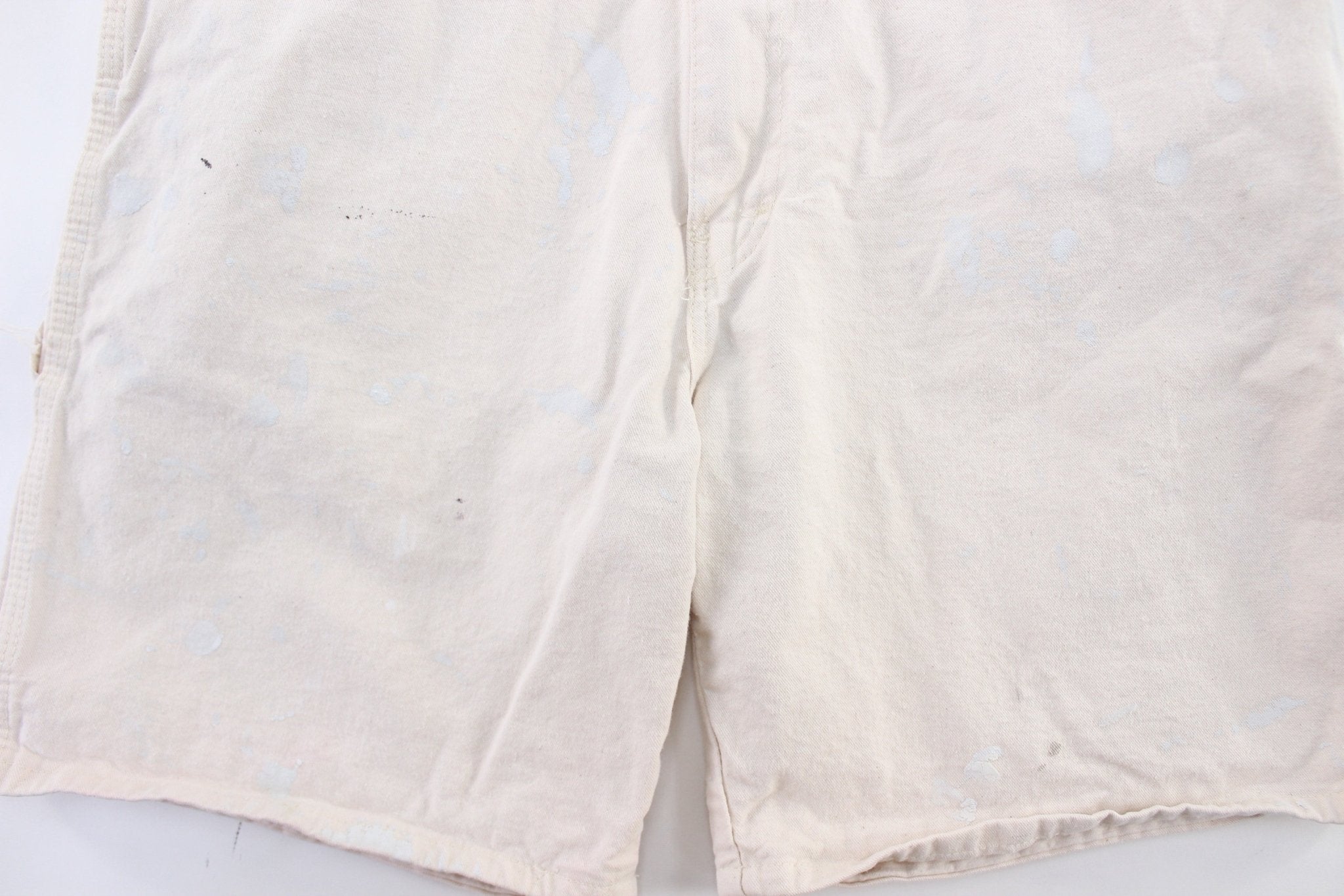 Dickie's Logo Patch White Carpenter Shorts - ThriftedThreads.com