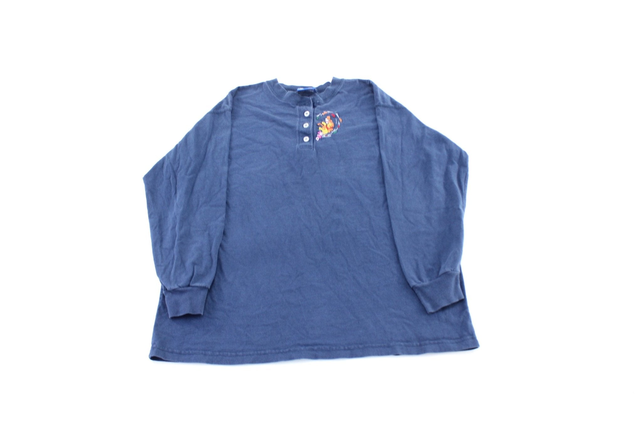 Disney Winnie the Pooh Embroidered Henley LS T-Shirt - ThriftedThreads.com