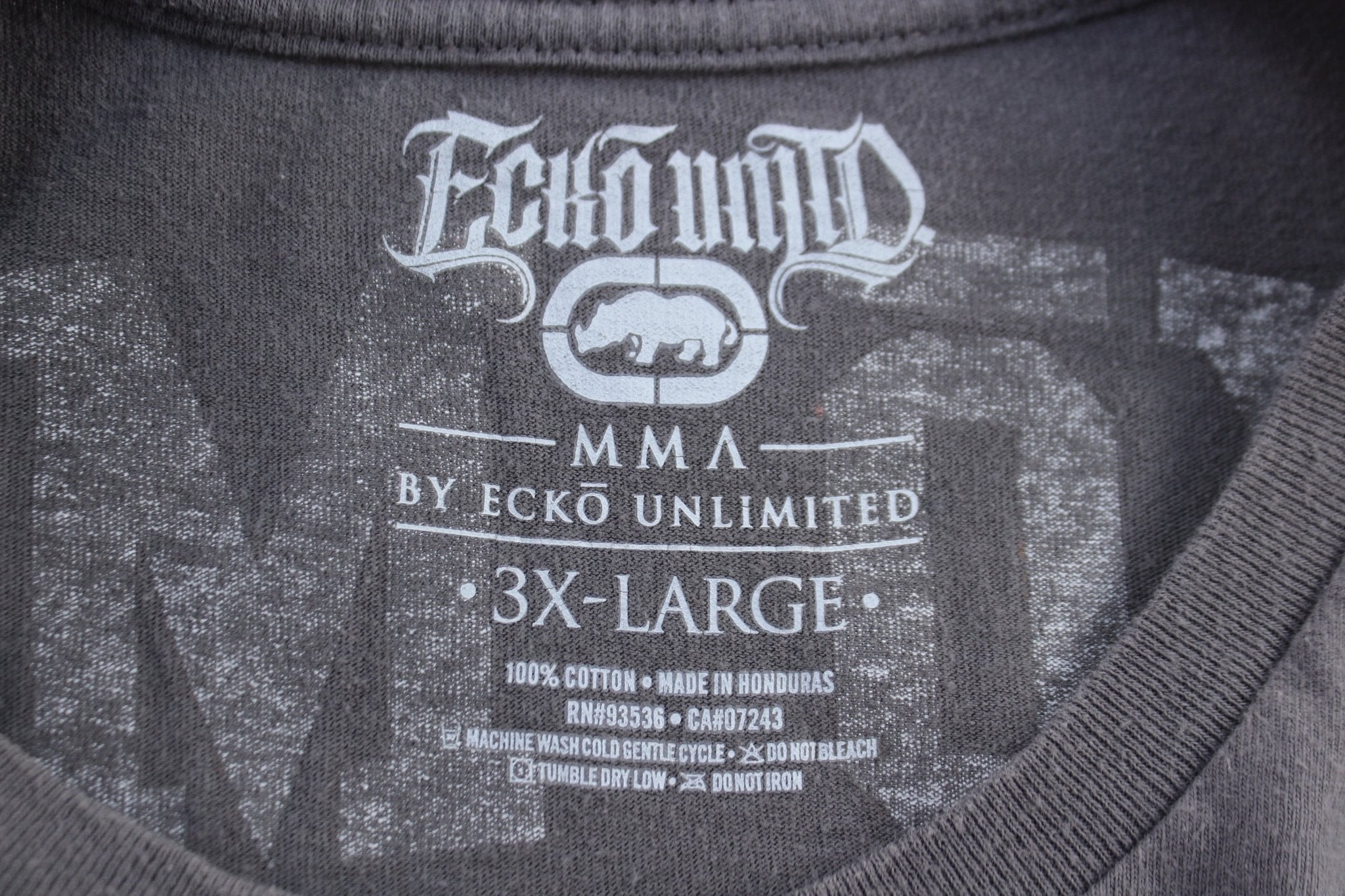 Ecko MMA Unlimited Grey & Orange Graphic T-Shirt - T-Shirts - Thrifted Threads