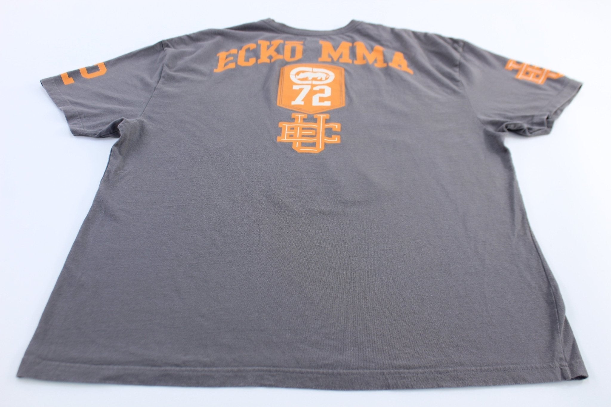 Ecko MMA Unlimited Grey & Orange Graphic T-Shirt - T-Shirts - Thrifted Threads