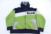 Ecko Unlimited Black, White & Green Full Zip Jacket - ThriftedThreads.com