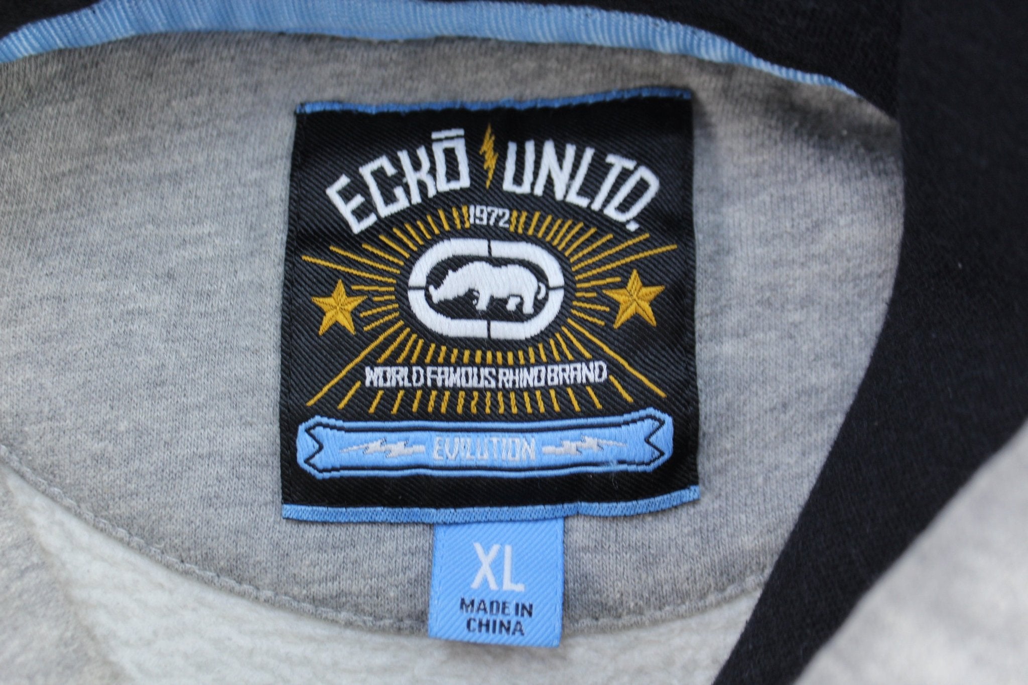 Ecko Unltd Evilution Embroidered Grey Pullover Hoodie - ThriftedThreads.com