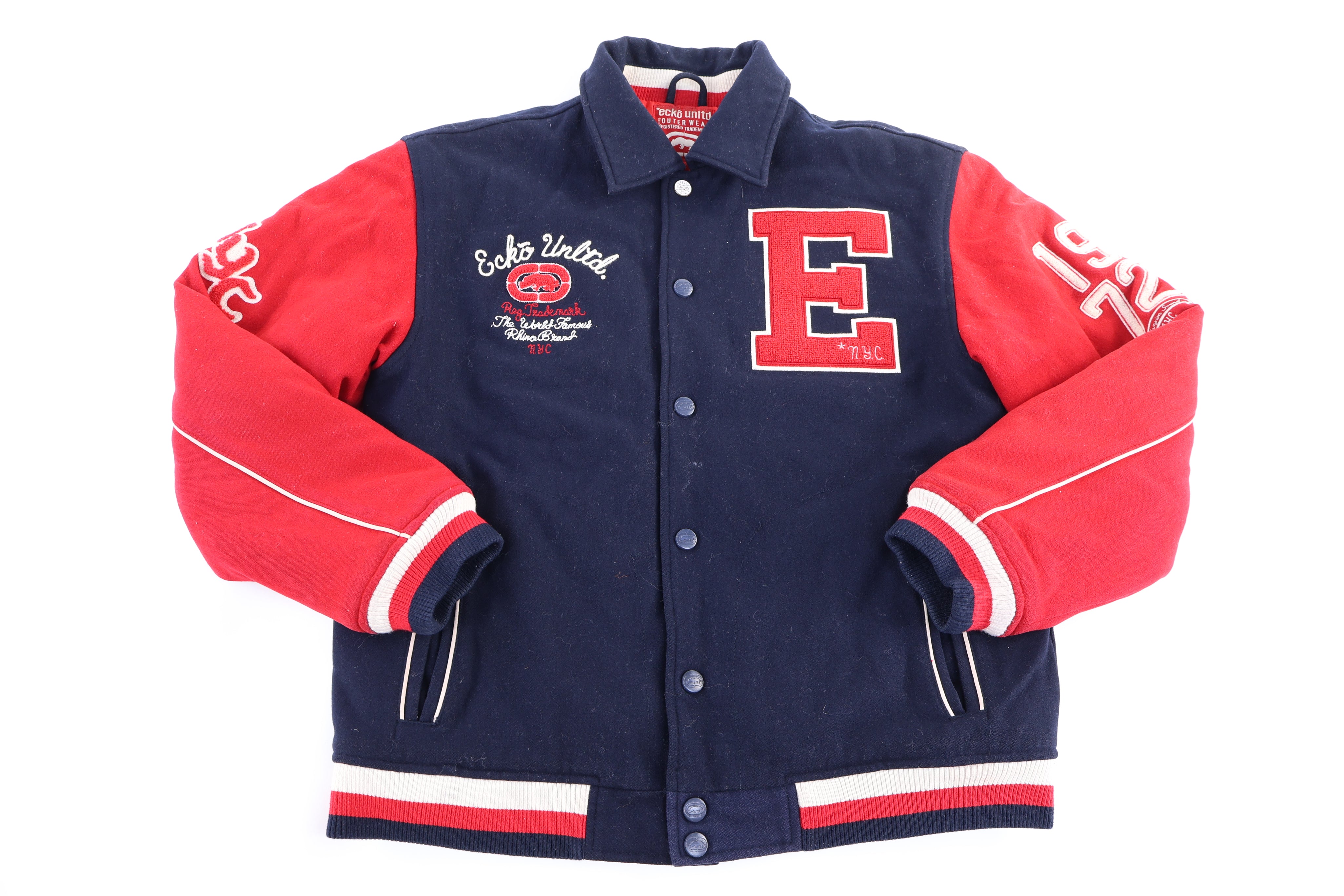 Ecko Unltd Red & Blue Varsity Jacket - Jacket - Thrifted Threads