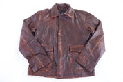 Facon Brown Full Zip Leather Jacket - Jacket - Thrifted Threads