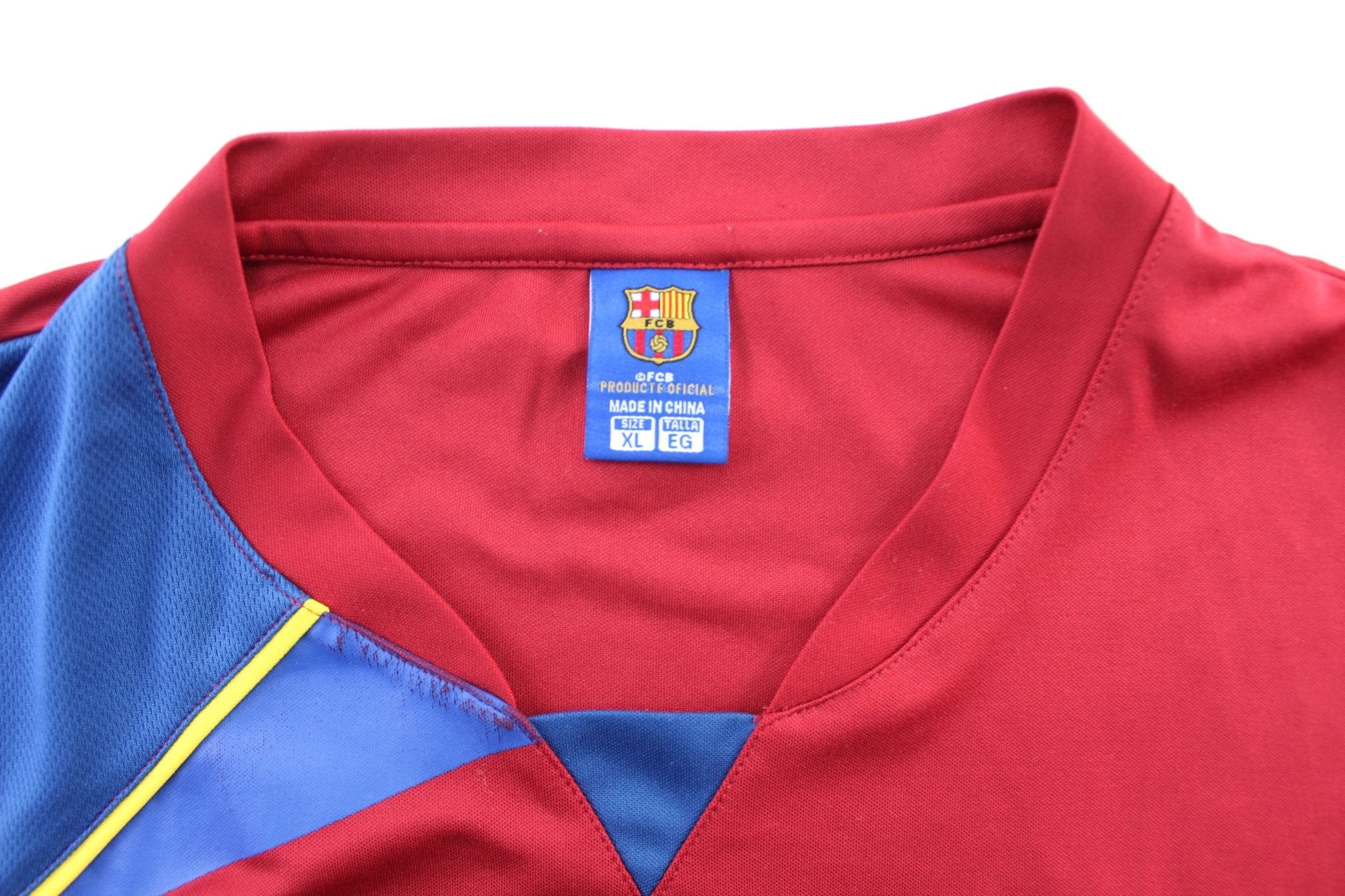 FC Barcelona Logo Patch Red & Blue Soccer Jersey - ThriftedThreads.com