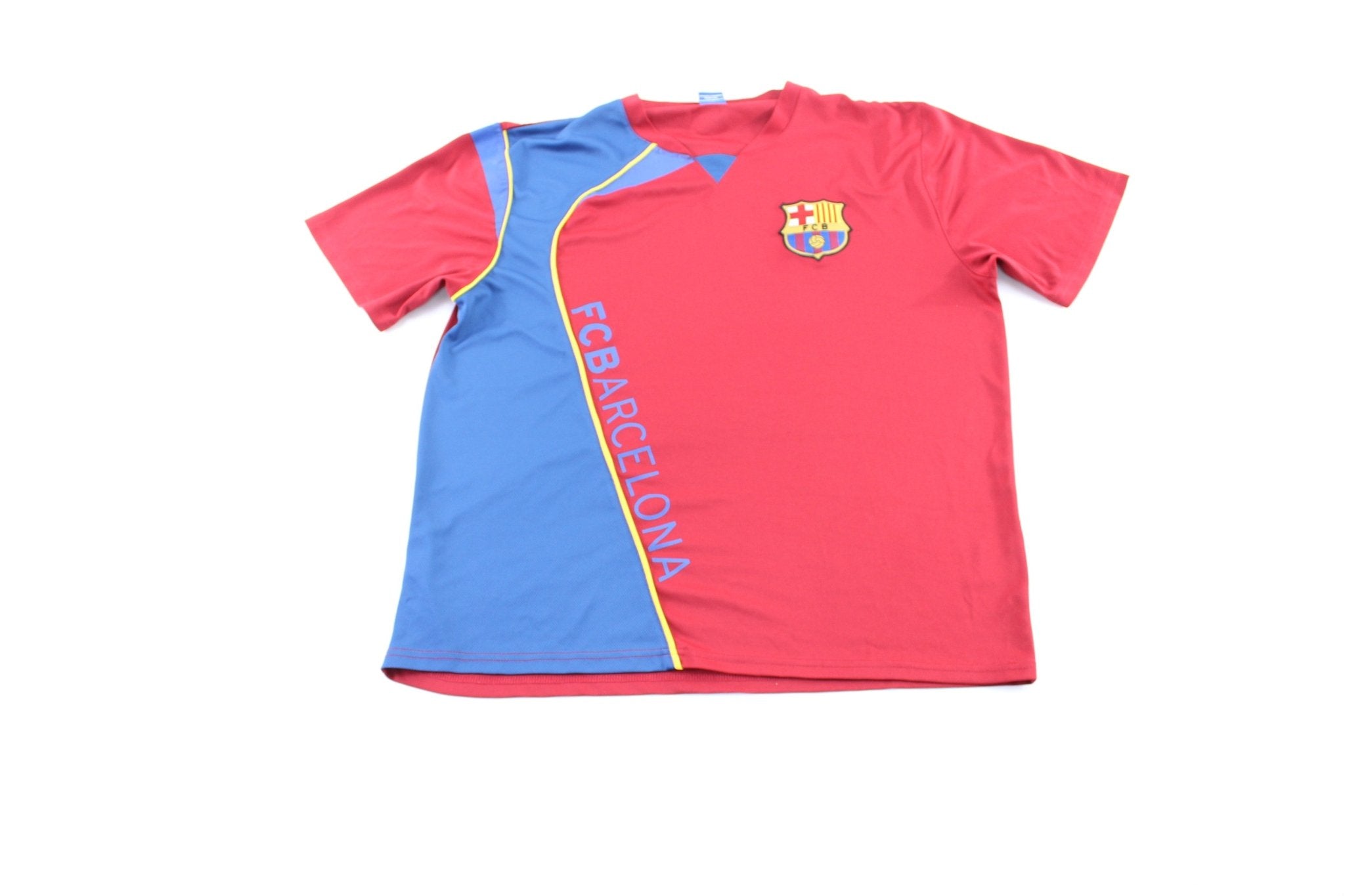 FC Barcelona Logo Patch Red & Blue Soccer Jersey - ThriftedThreads.com