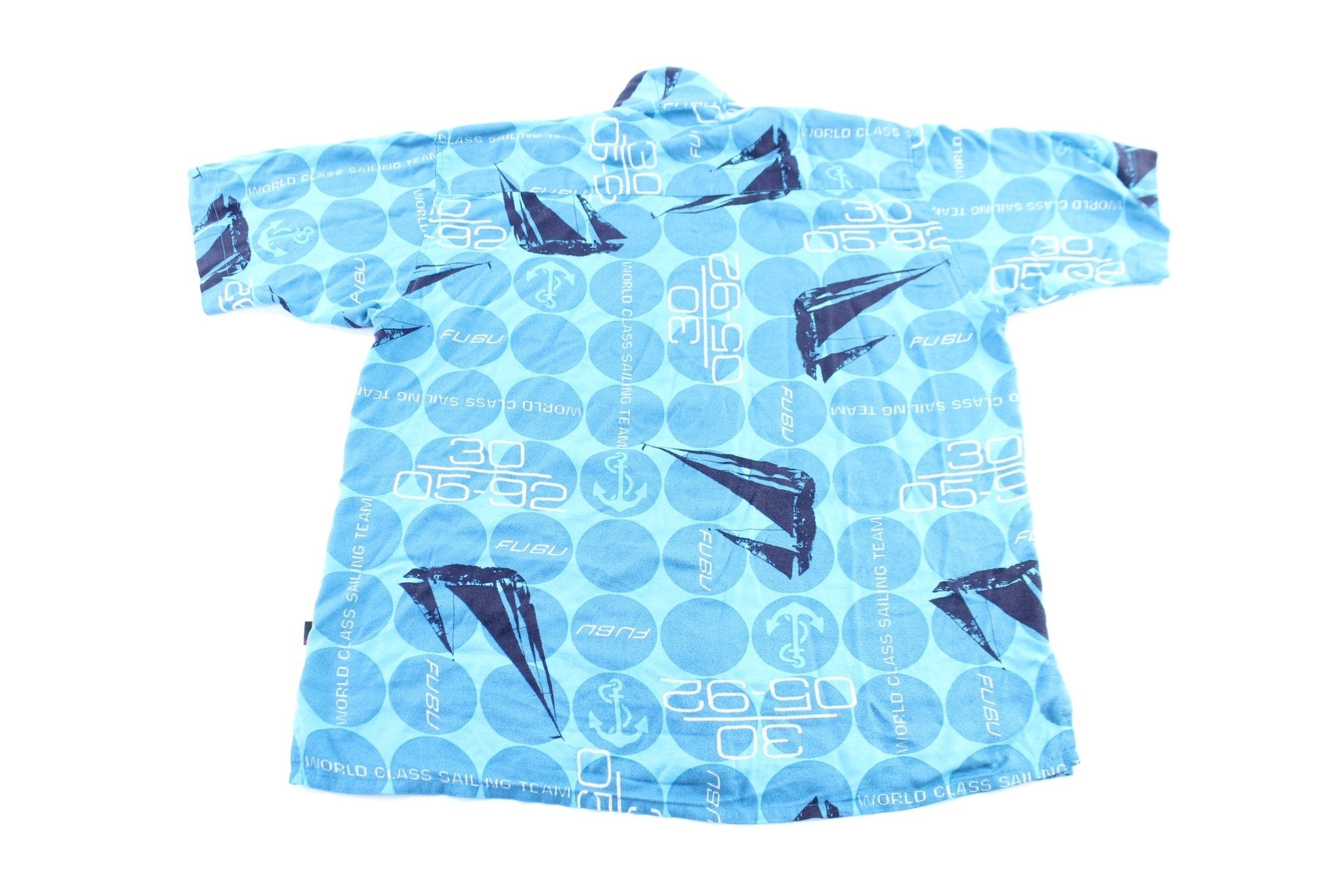 FUBU The Collection Embroidered Rayon Button Down - ThriftedThreads.com