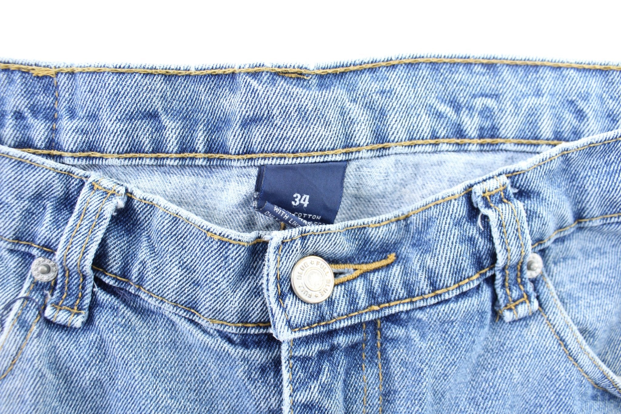 Full Blue Denim Shorts - ThriftedThreads.com