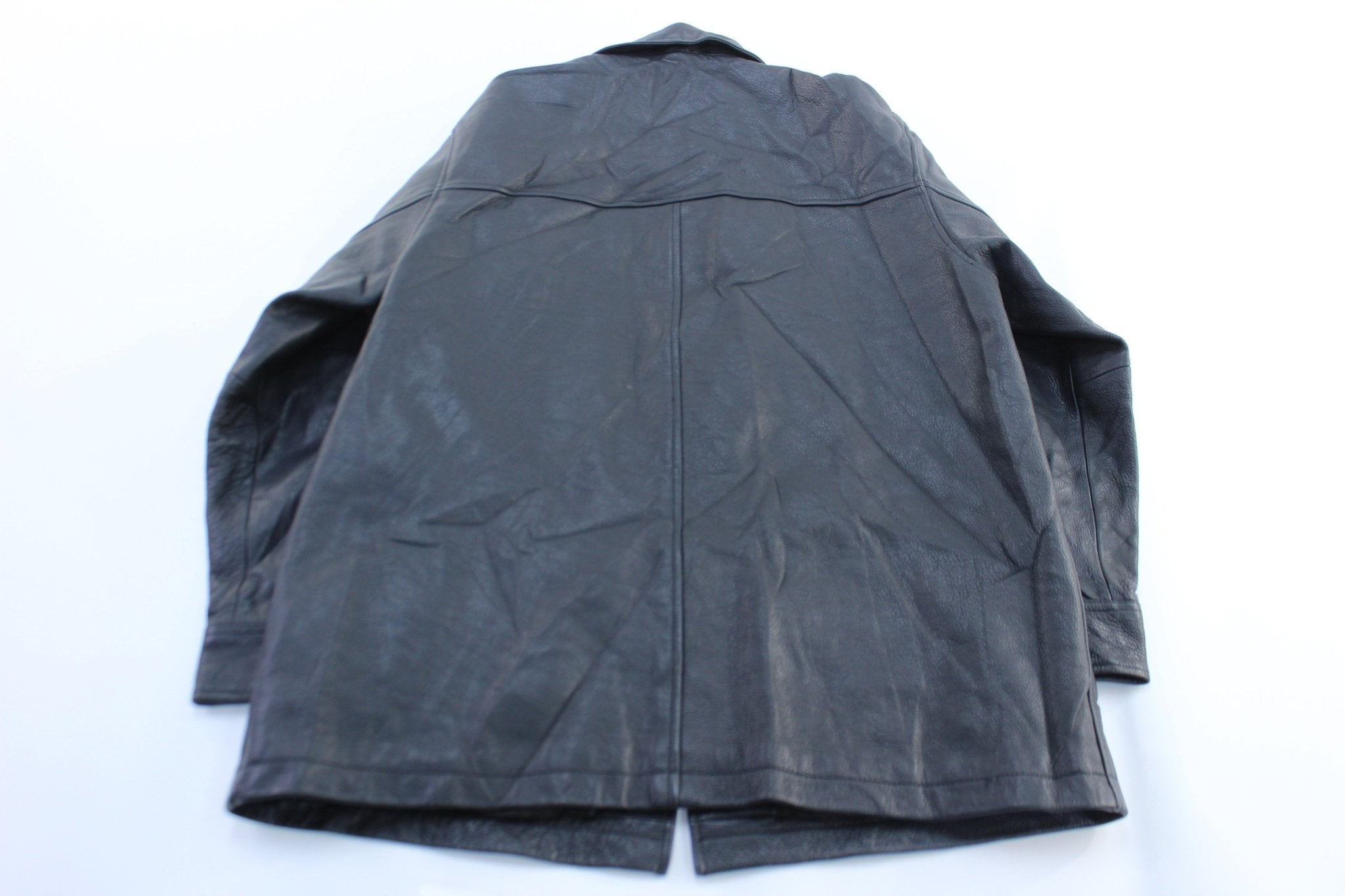 Gap Black Leather Coat - ThriftedThreads.com