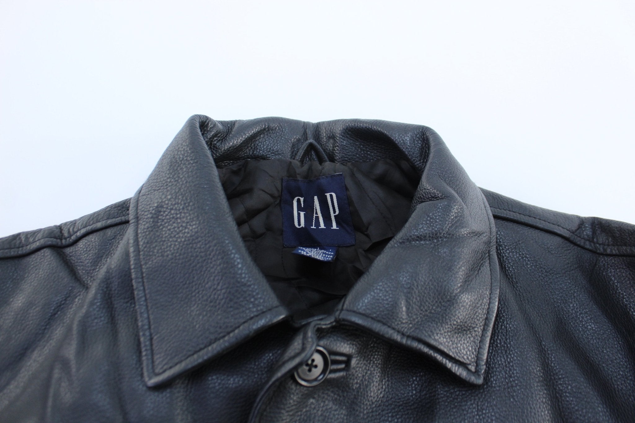 Gap Black Leather Coat - ThriftedThreads.com