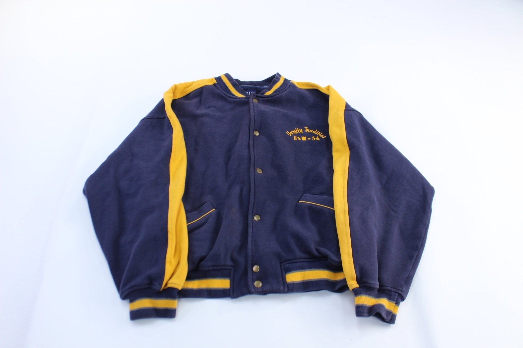 Gap Embroidered Blue & Yellow Varsity Tradition USW 56 Jacket - Jacket - Thrifted Threads