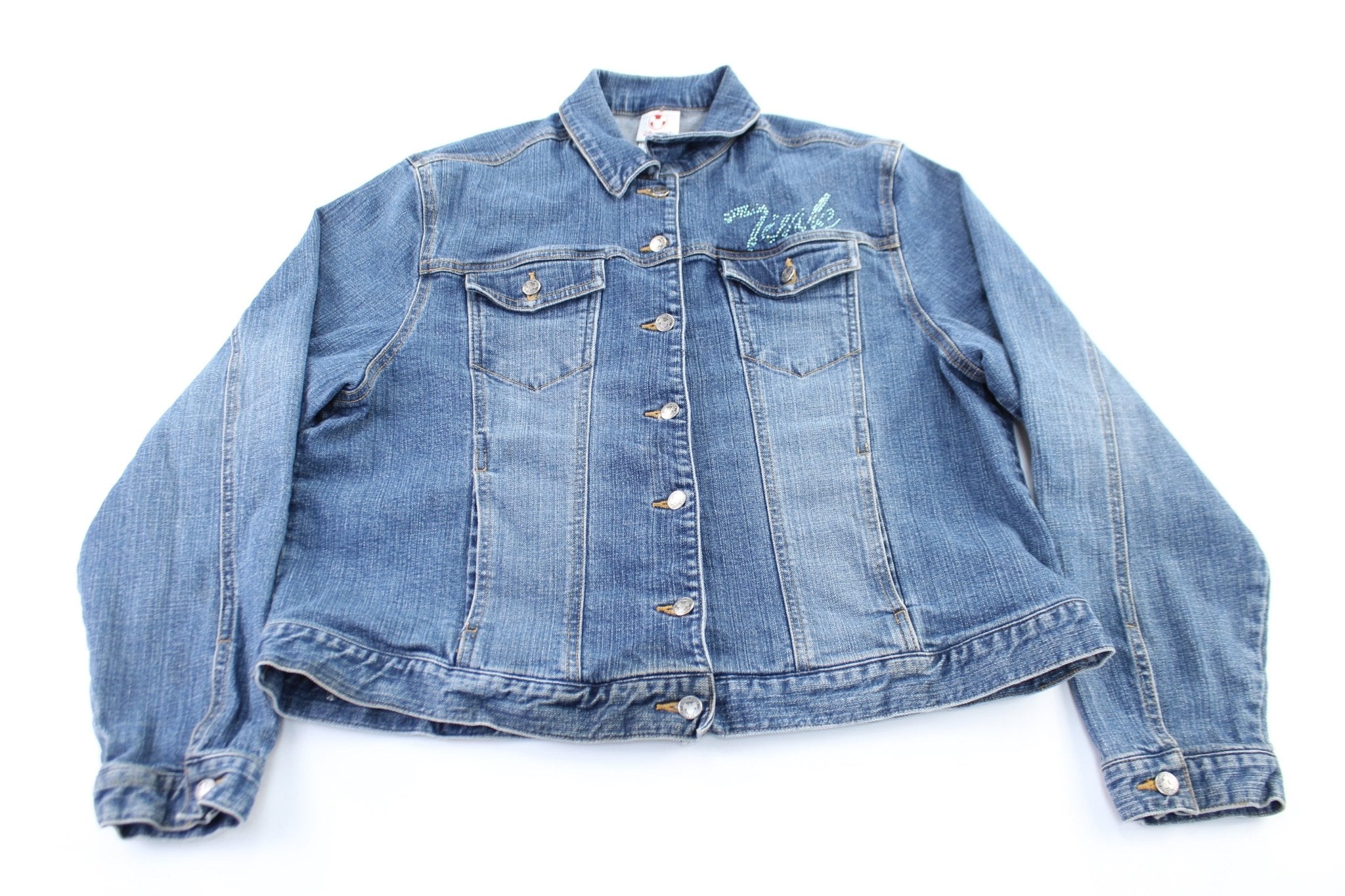 Girl's The Disney Store Tinker Bell Denim Jacket - ThriftedThreads.com