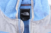 Girls The North Face Embroidered Logo Blue & Grey Zip Up Jacket - ThriftedThreads.com