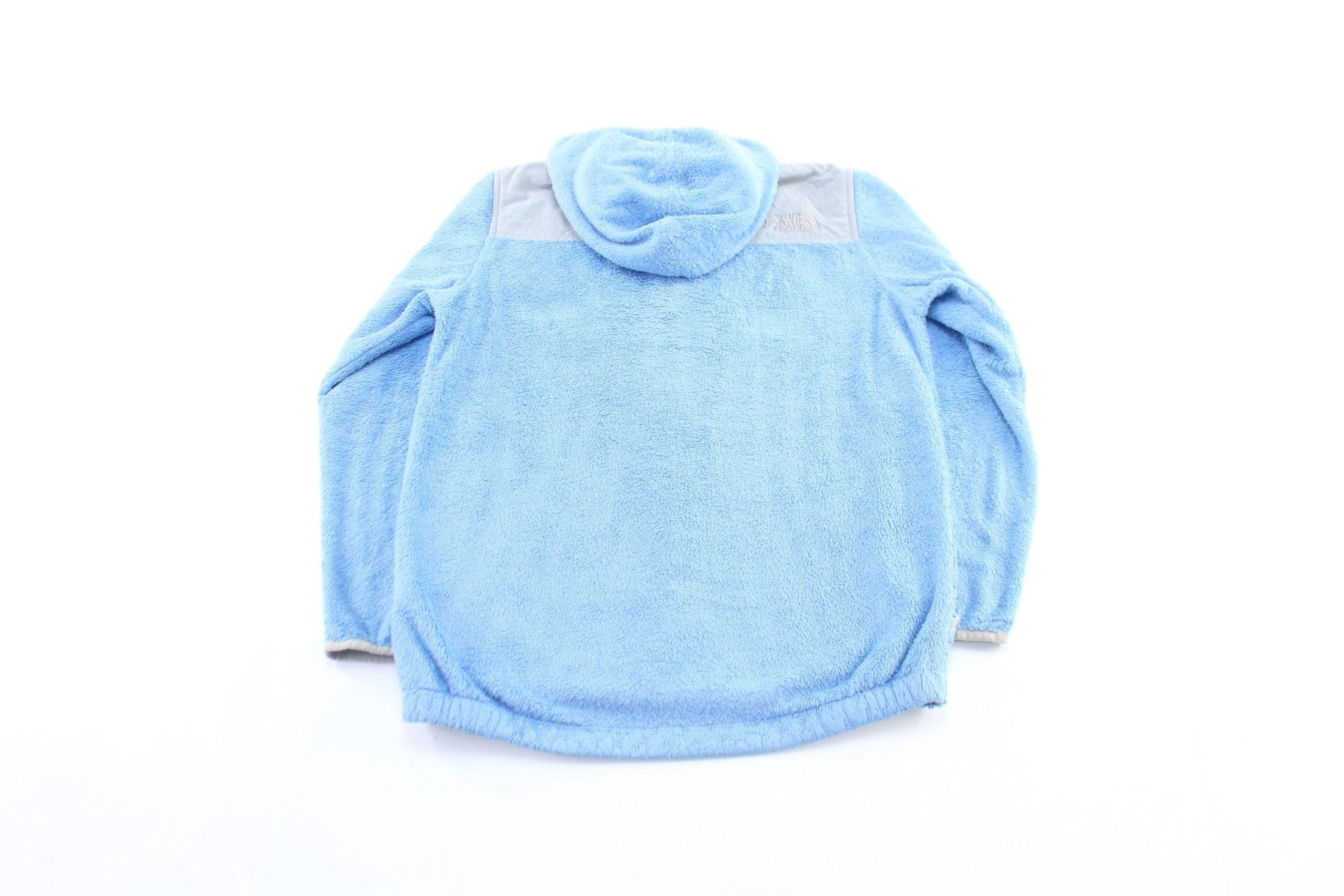 Girls The North Face Embroidered Logo Blue & Grey Zip Up Jacket - ThriftedThreads.com