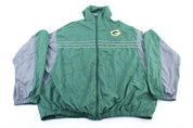 Green Bay Packers Embroidered Logo Green, Grey, & White Zip Up Jacket - ThriftedThreads.com
