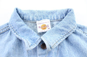 Hard Rock Cafe Embroidered Newport Beach Light Wash Denim Jacket - ThriftedThreads.com