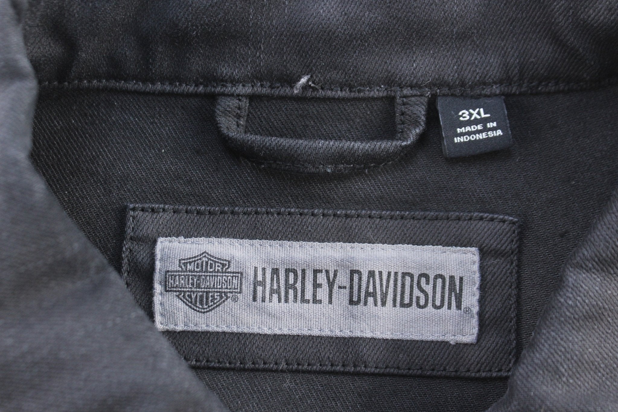 Harley Davidson Motorcycles Black Denim Biker Vest - ThriftedThreads.com