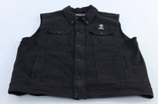 Harley Davidson Motorcycles Black Denim Biker Vest - ThriftedThreads.com