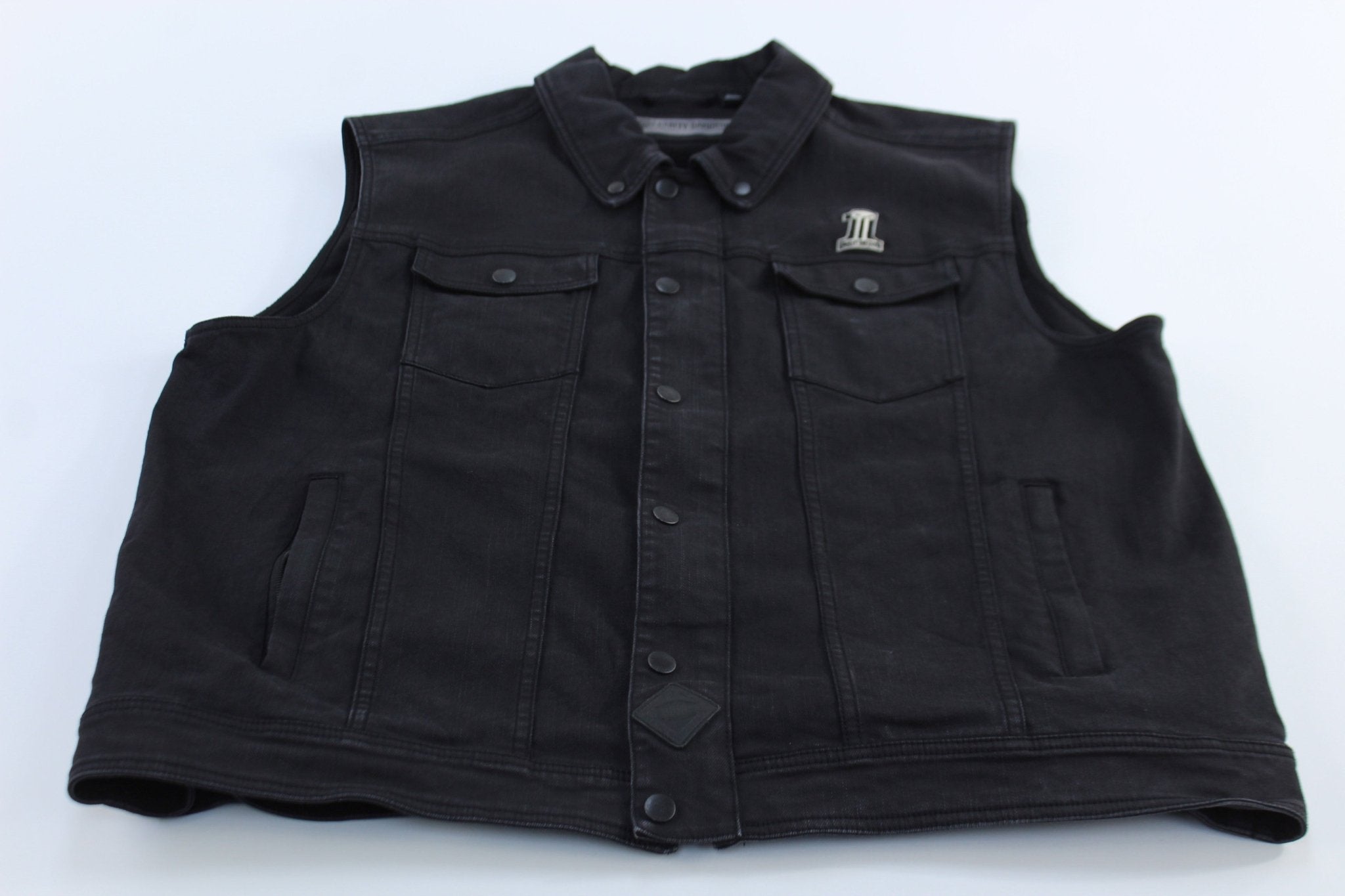 Harley Davidson Motorcycles Black Denim Biker Vest - ThriftedThreads.com