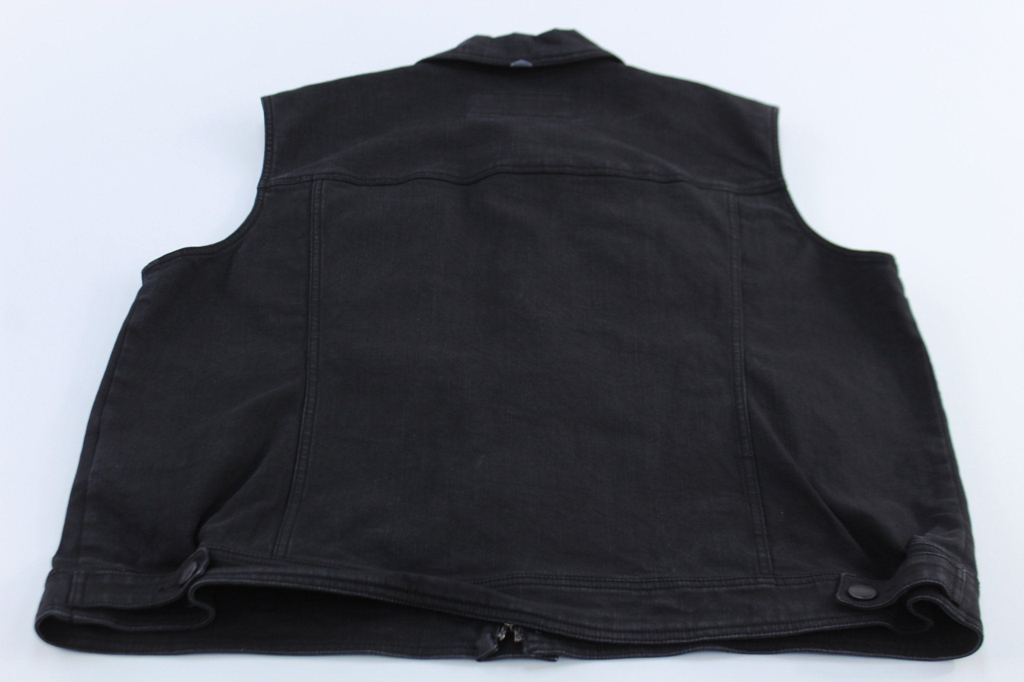 Harley Davidson Motorcycles Black Denim Biker Vest - ThriftedThreads.com