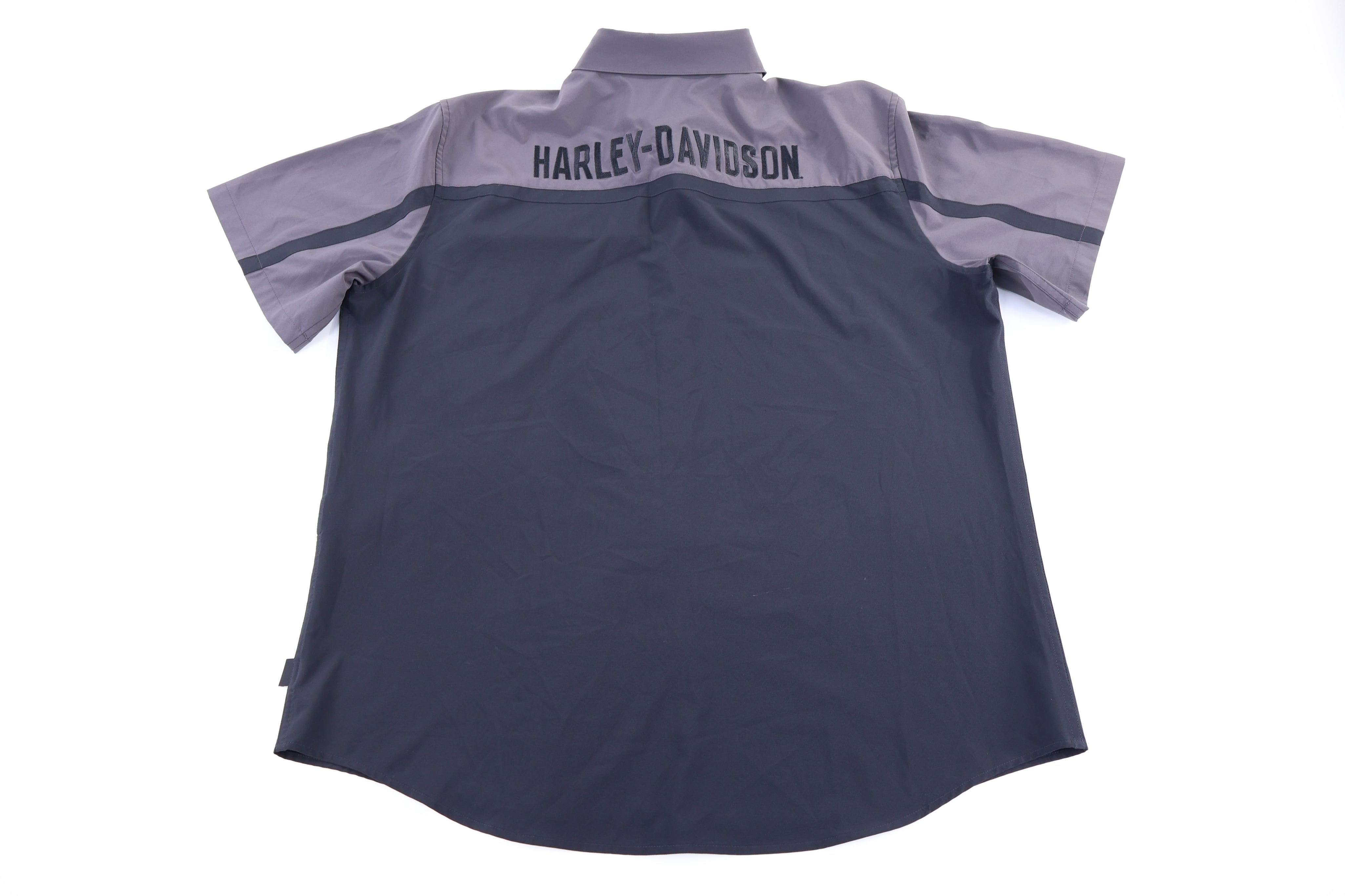 Harley Davidson Motorcycles Black & Grey Button Down - Button Up - Thrifted Threads