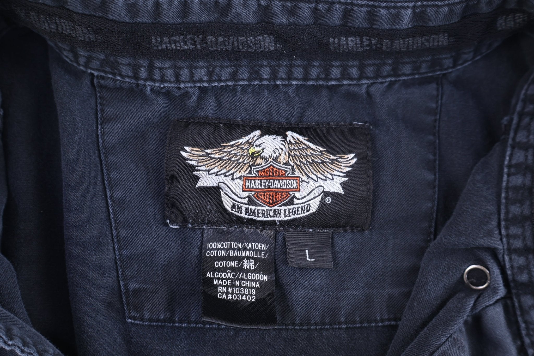 Harley Davidson Motorcycles Black & Grey Button Down - Shirts & Tops - Thrifted Threads