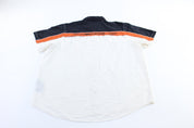 Harley Davidson Motorcycles Black, Orange, & White Button Down Shirt - ThriftedThreads.com