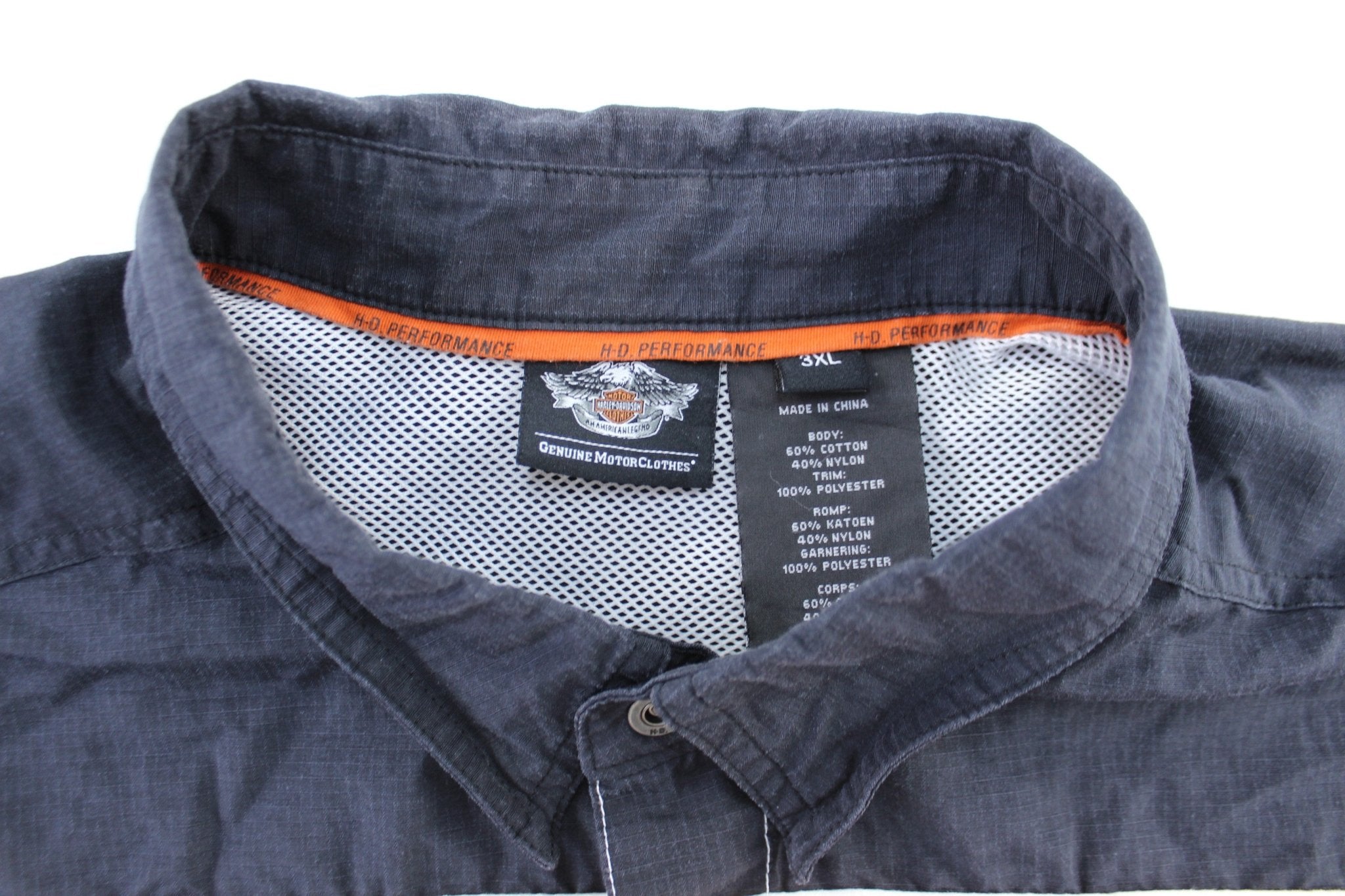 Harley Davidson Motorcycles Black, Orange, & White Button Down Shirt - ThriftedThreads.com