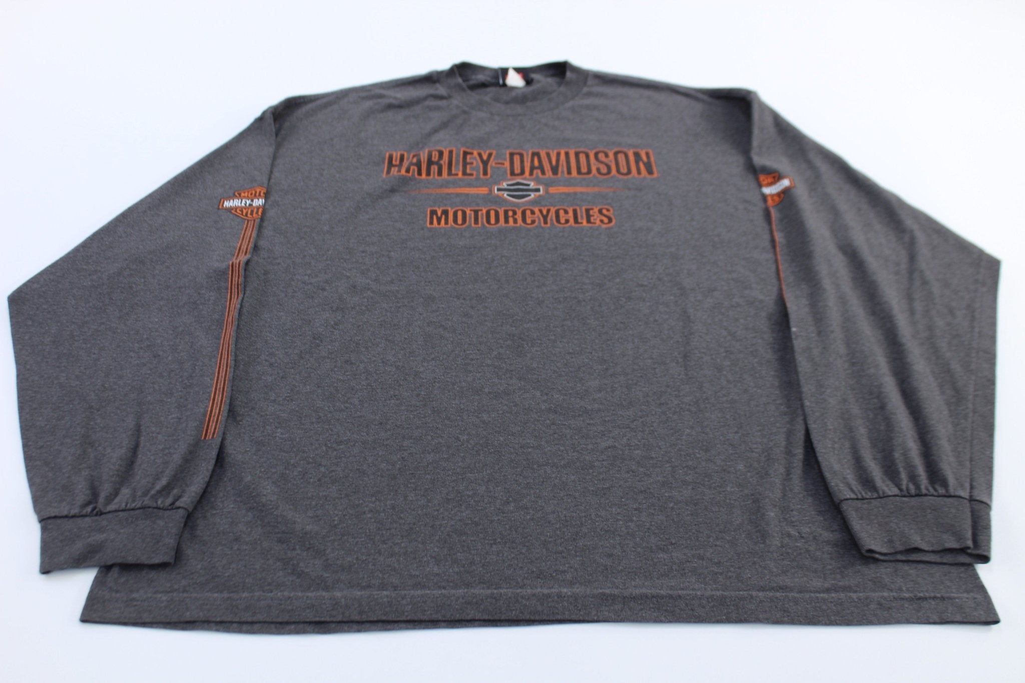 Harley Davidson Motorcycles Bozeman, Montana Striped LS T-Shirt - ThriftedThreads.com
